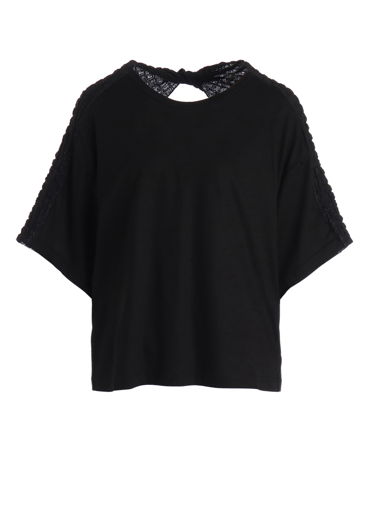 SINGLE JERSEY+SHRINKED LACE BACK TWIST DETAIL TEE