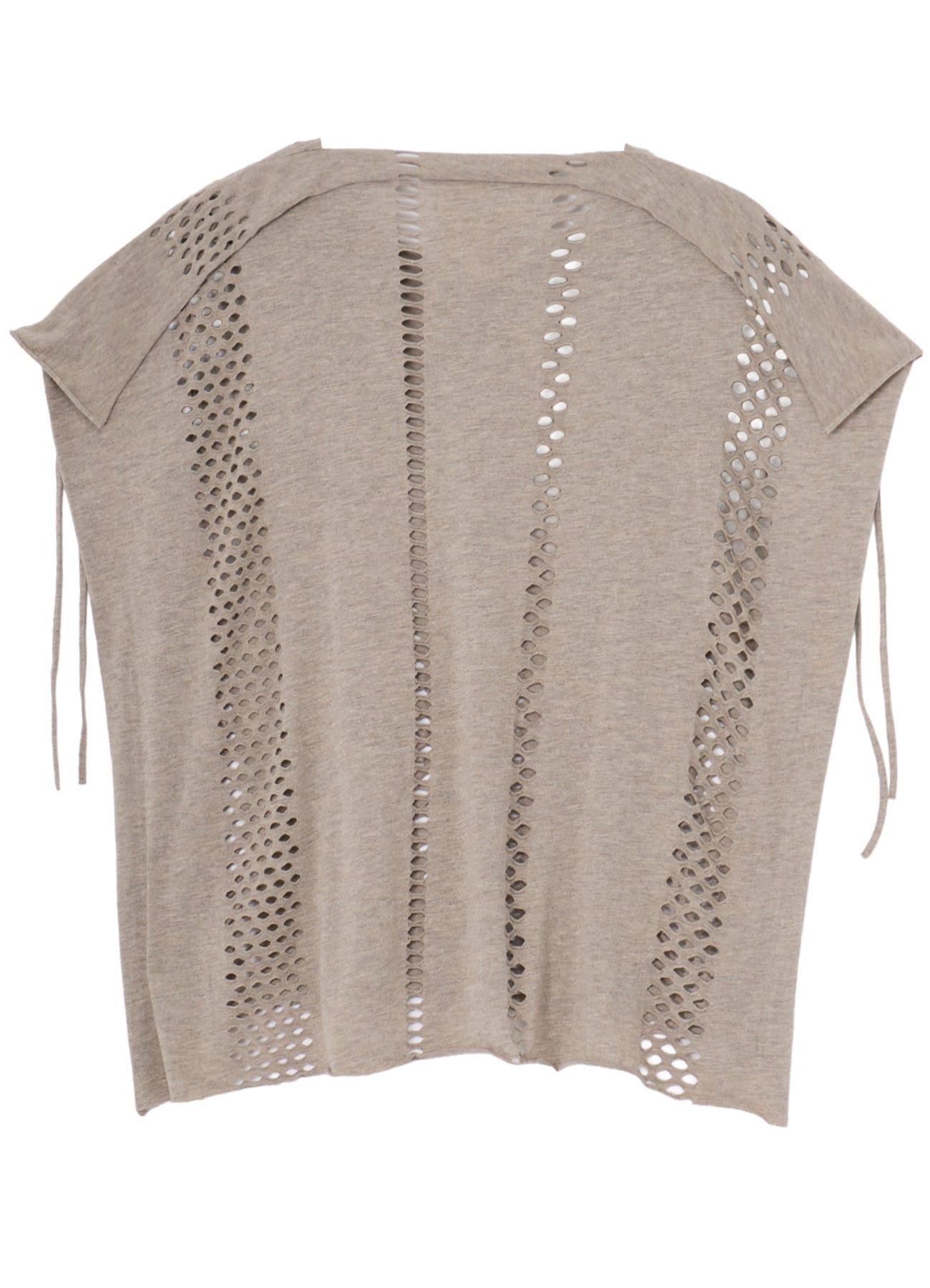 EYELET STRIPES LACE UP SQUARE TEE