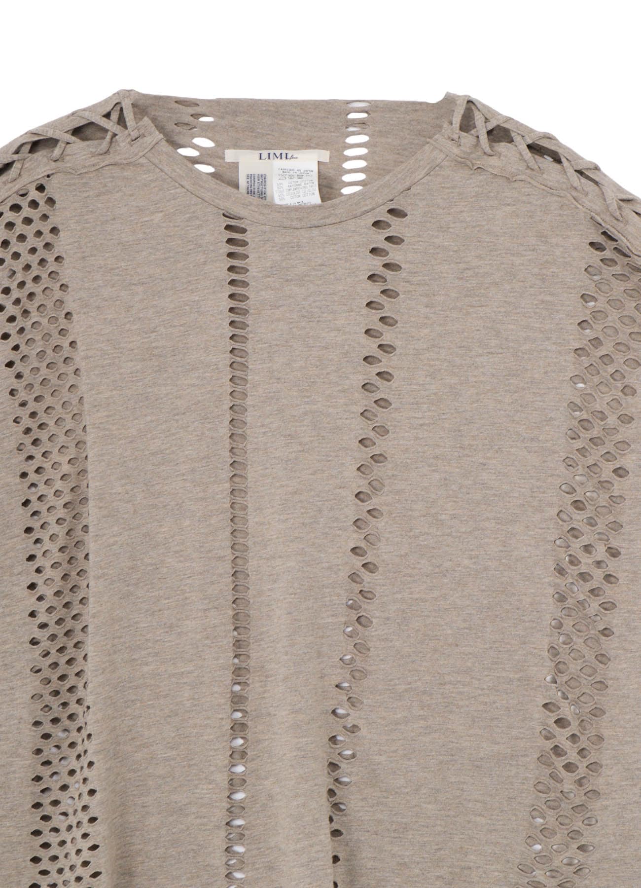 EYELET STRIPES LACE UP SQUARE TEE