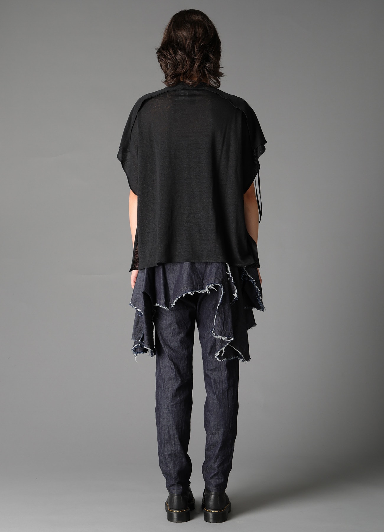 LI/ SINGLE JERSEY LACE UP SQUARE TEE