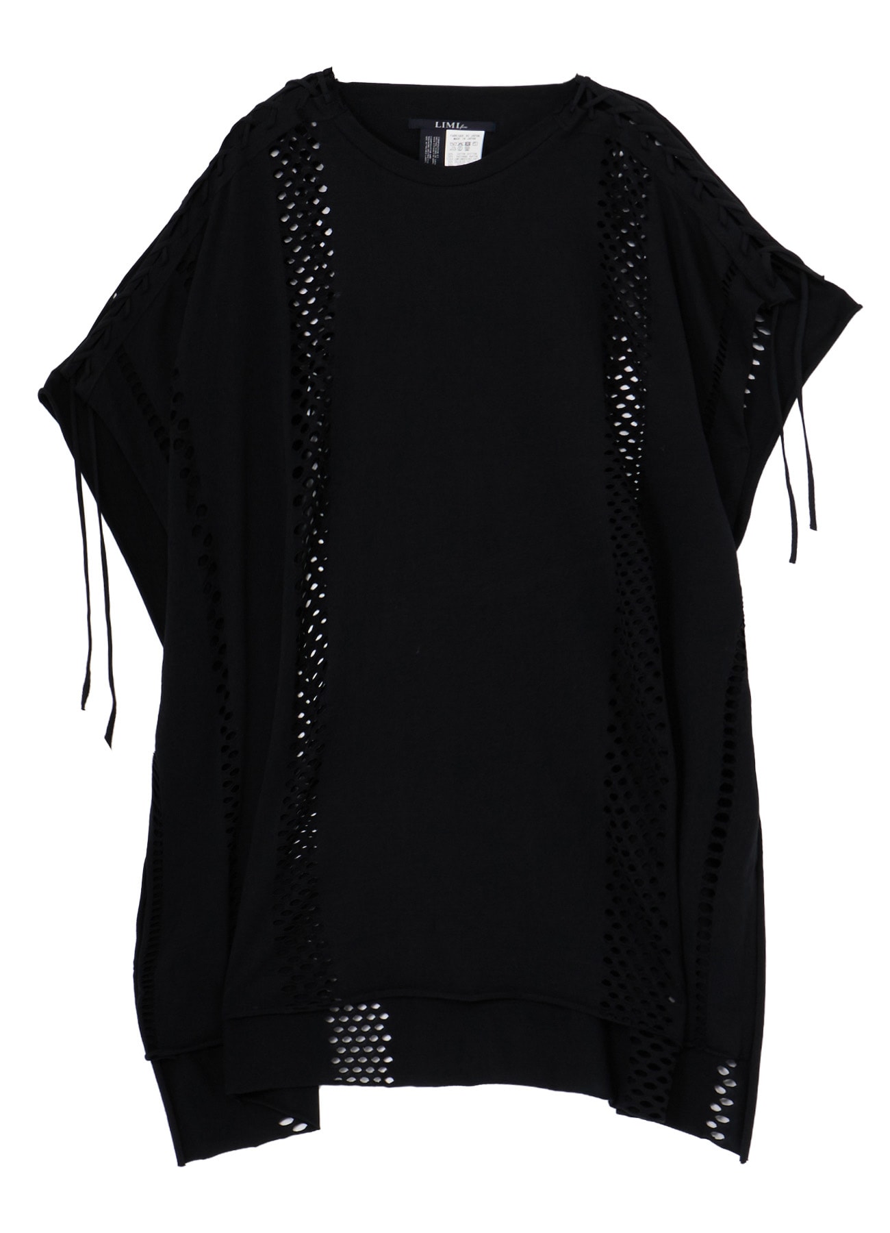 EYELET STRIPES LACE UP ASYMMETRIC TEE