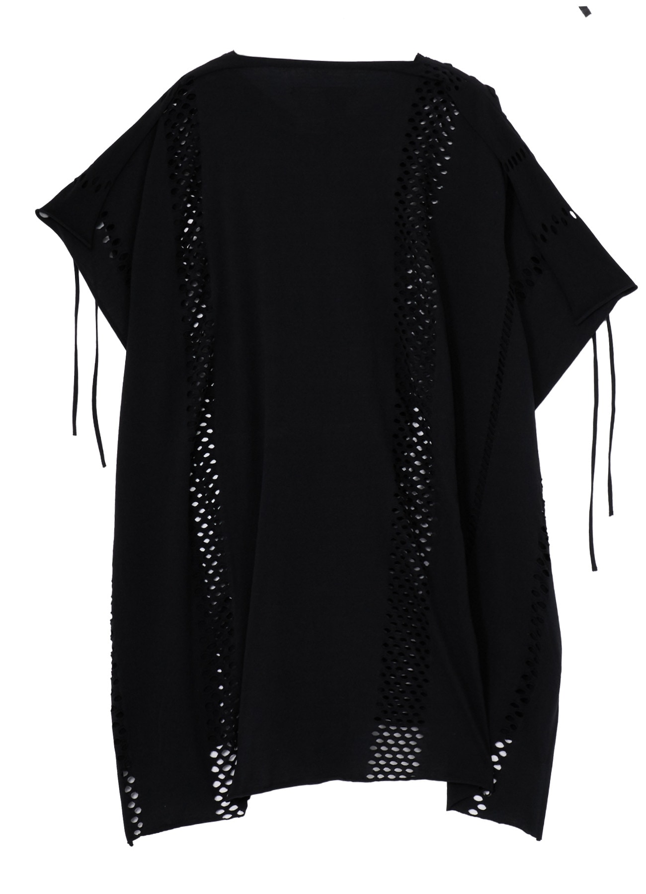 EYELET STRIPES LACE UP ASYMMETRIC TEE