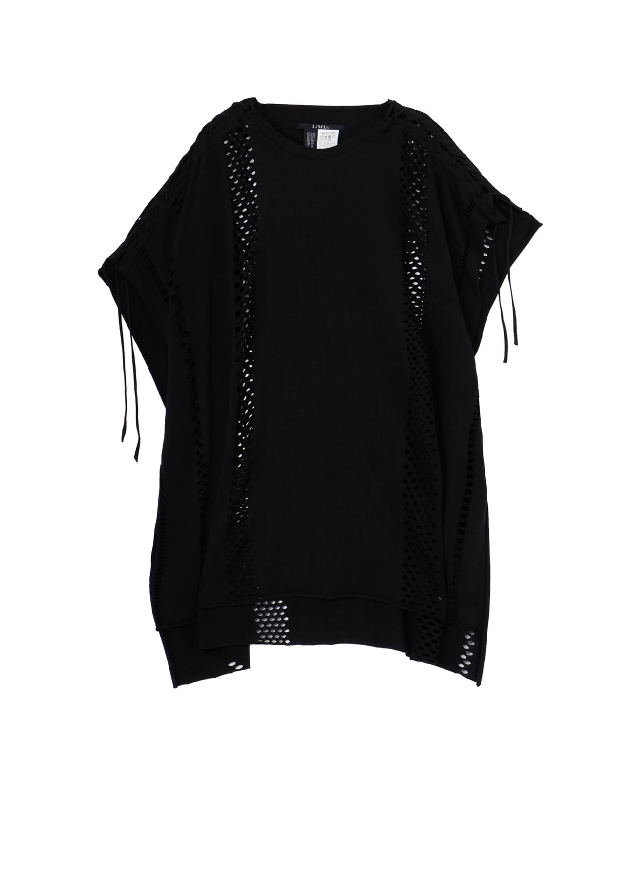 EYELET STRIPES LACE UP ASYMMETRIC TEE