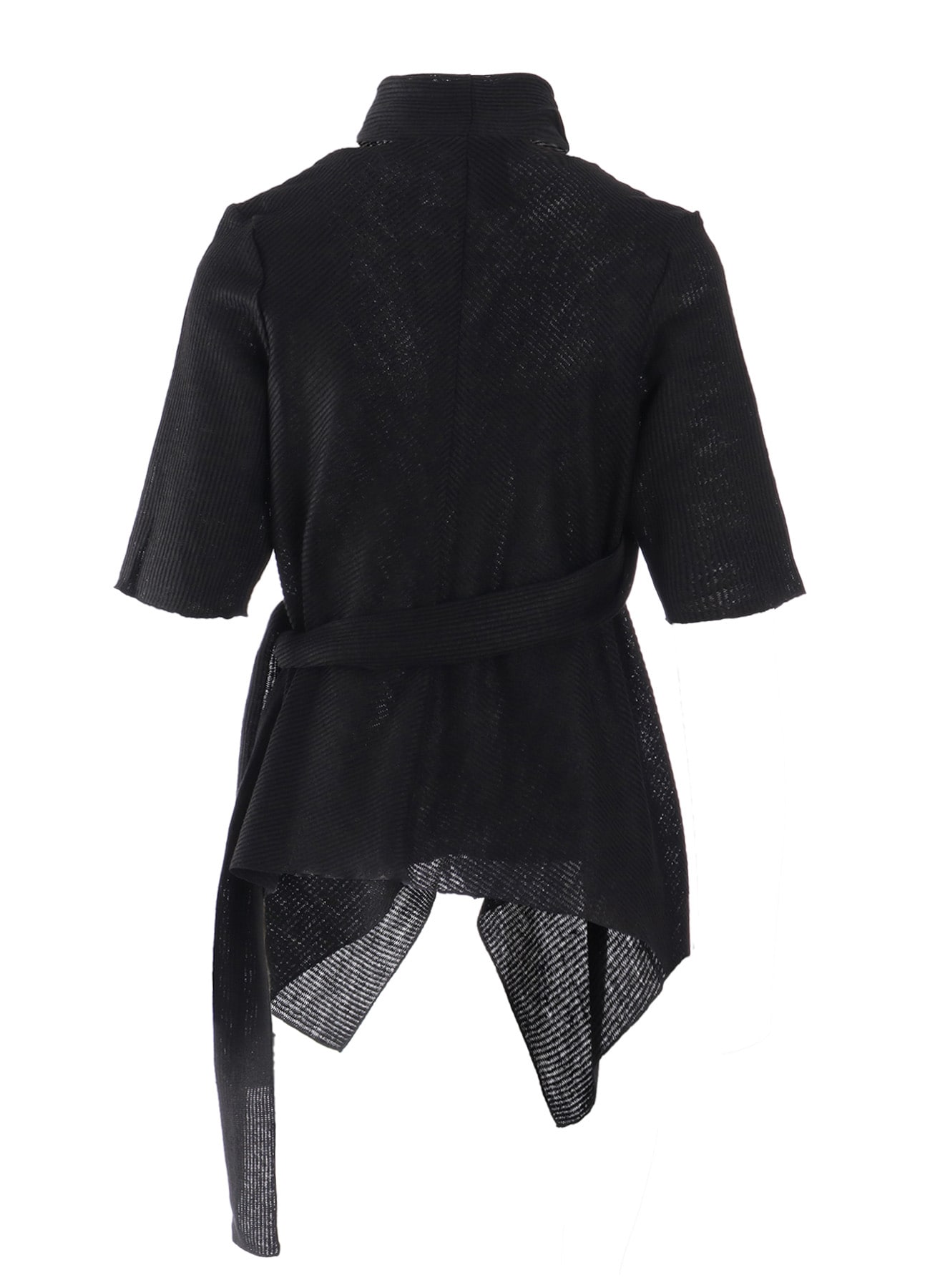 DROP-STITCH STRIPES SCARF DETAIL SHORT CARDIGAN