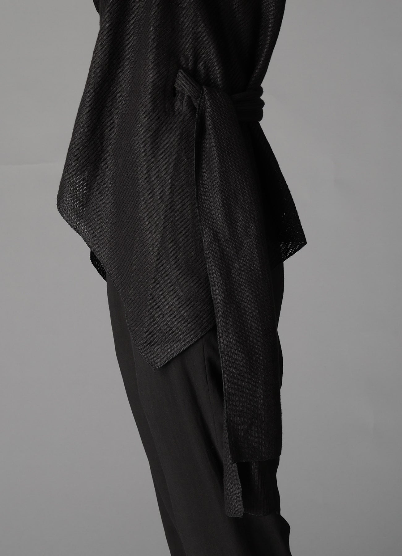 DROP-STITCH STRIPES SCARF DETAIL SHORT CARDIGAN