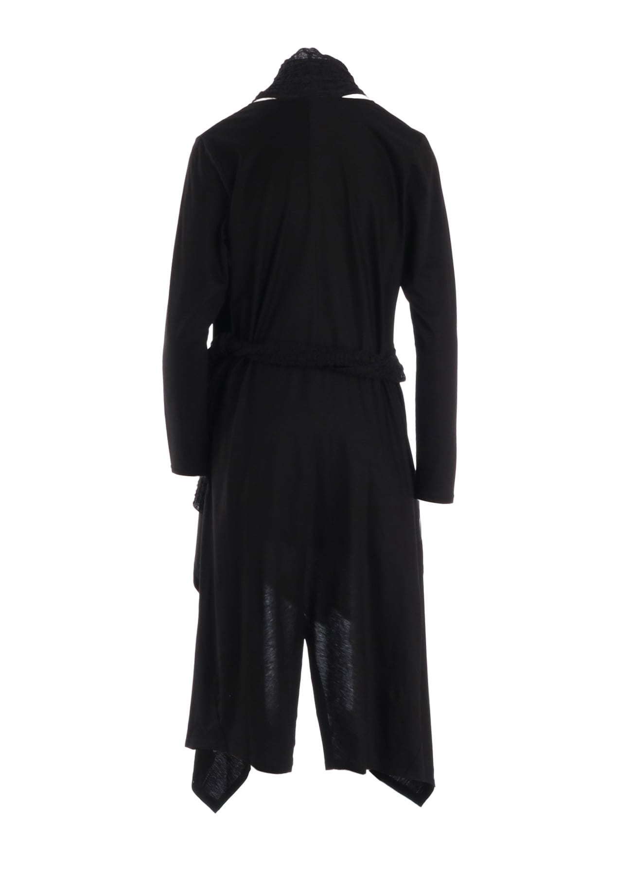 SINGLE JERSEY+SHRINKED LACE SCARF DETAIL LONG CARDIGAN A