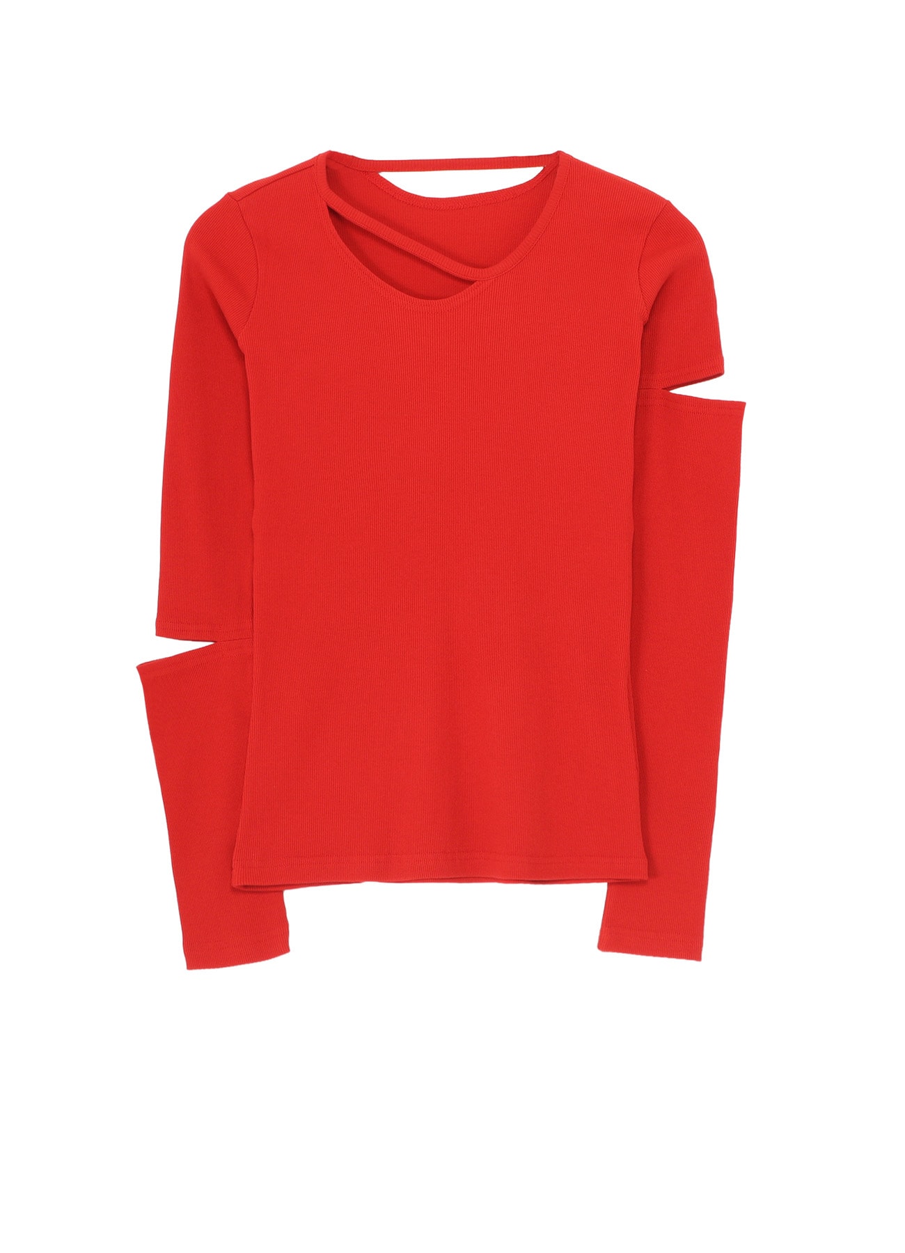 COTTON RIB LONG SLEEVE SLIT TEE