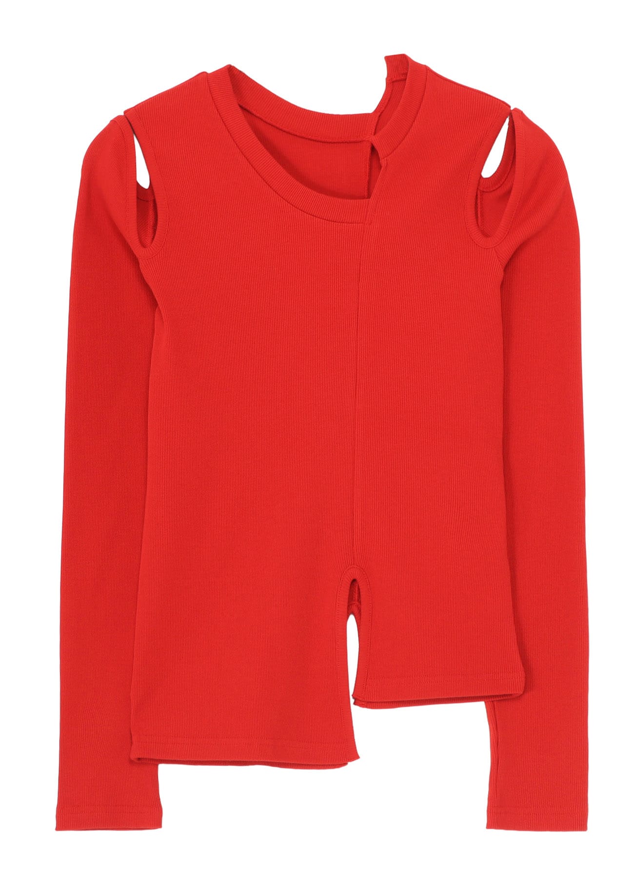 COTTON RIB ASYMMETRIC LONG SLEEVE TEE