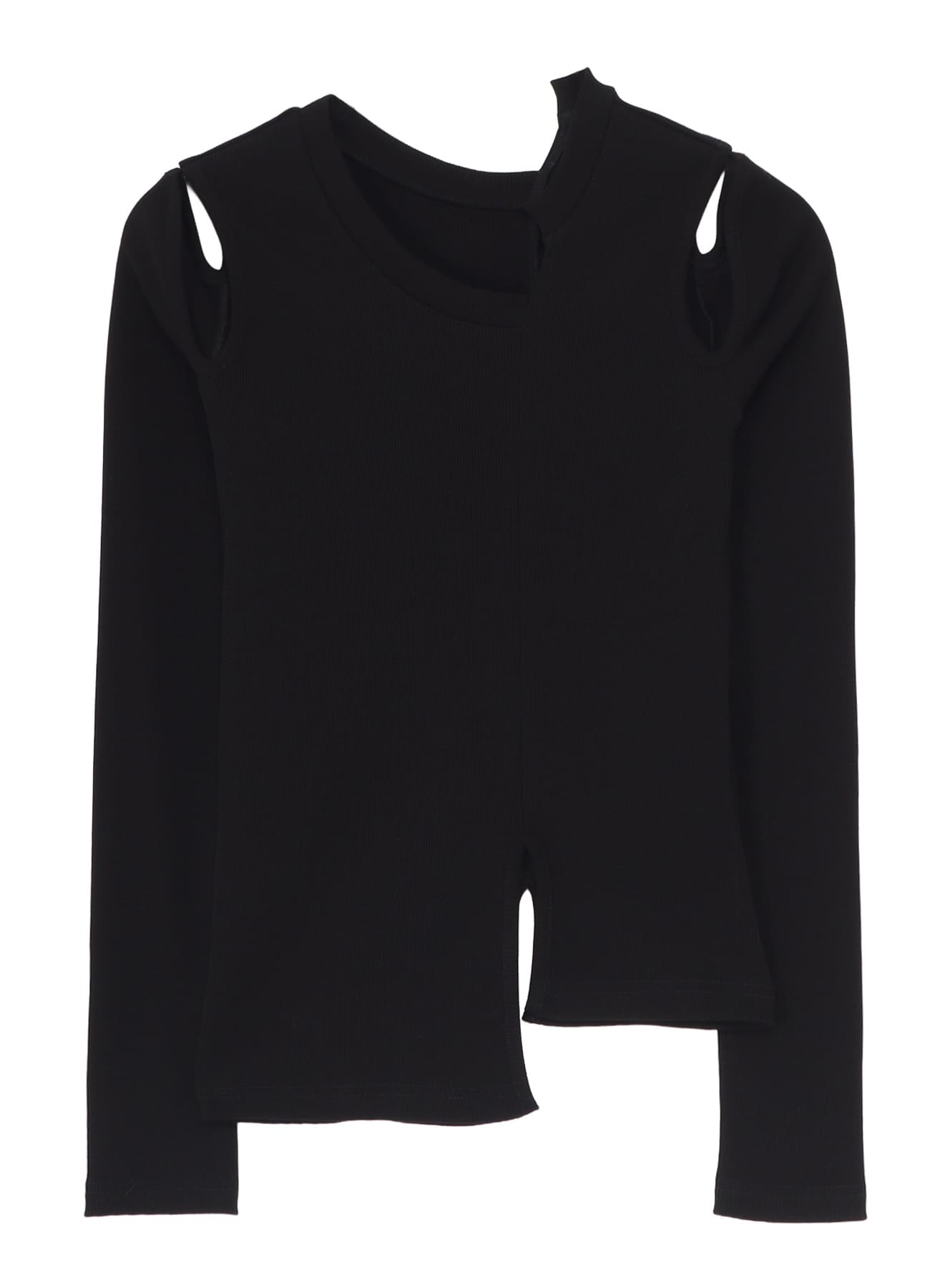 COTTON RIB ASYMMETRIC LONG SLEEVE TEE
