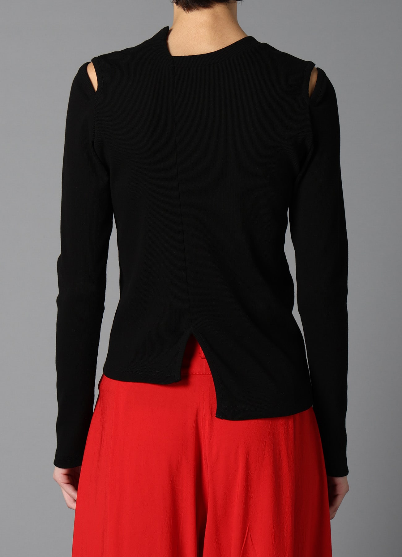 COTTON RIB ASYMMETRIC LONG SLEEVE TEE