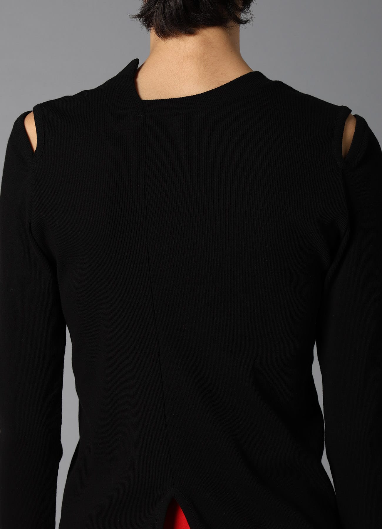 COTTON RIB ASYMMETRIC LONG SLEEVE TEE