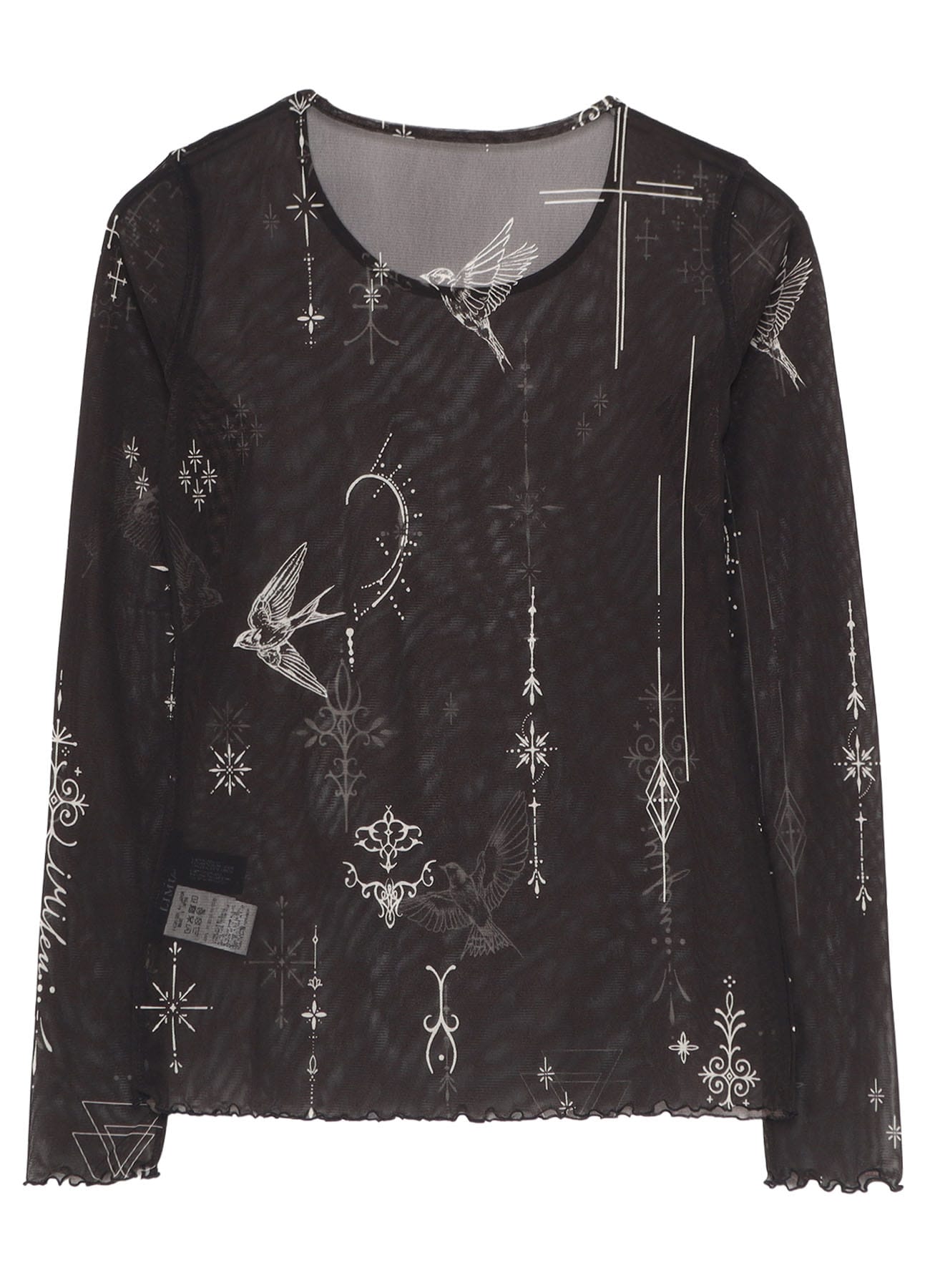 TATTOO PRINTED TULLE TIGHT LONG SLEEVE T