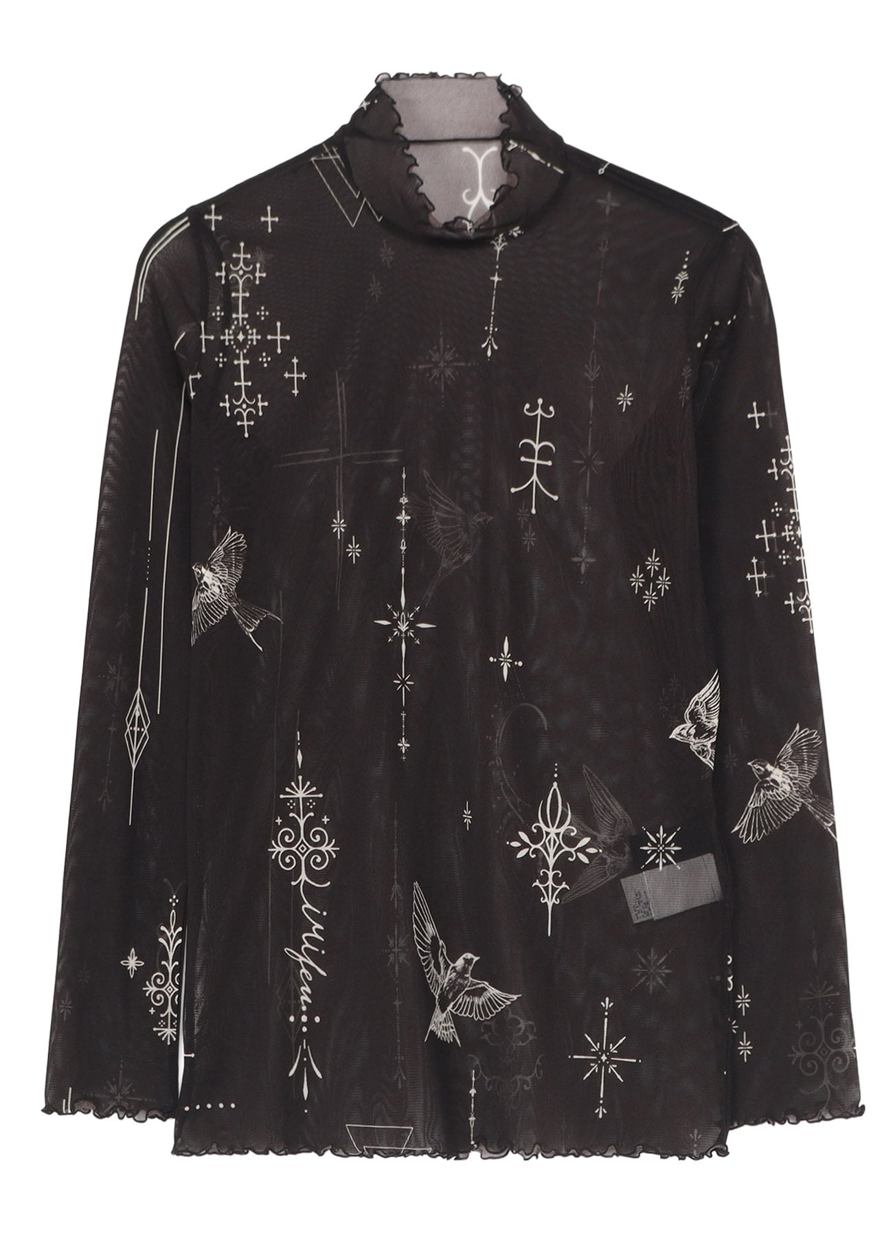 TATTOO PRINTED TULLE TURTLE NECK T
