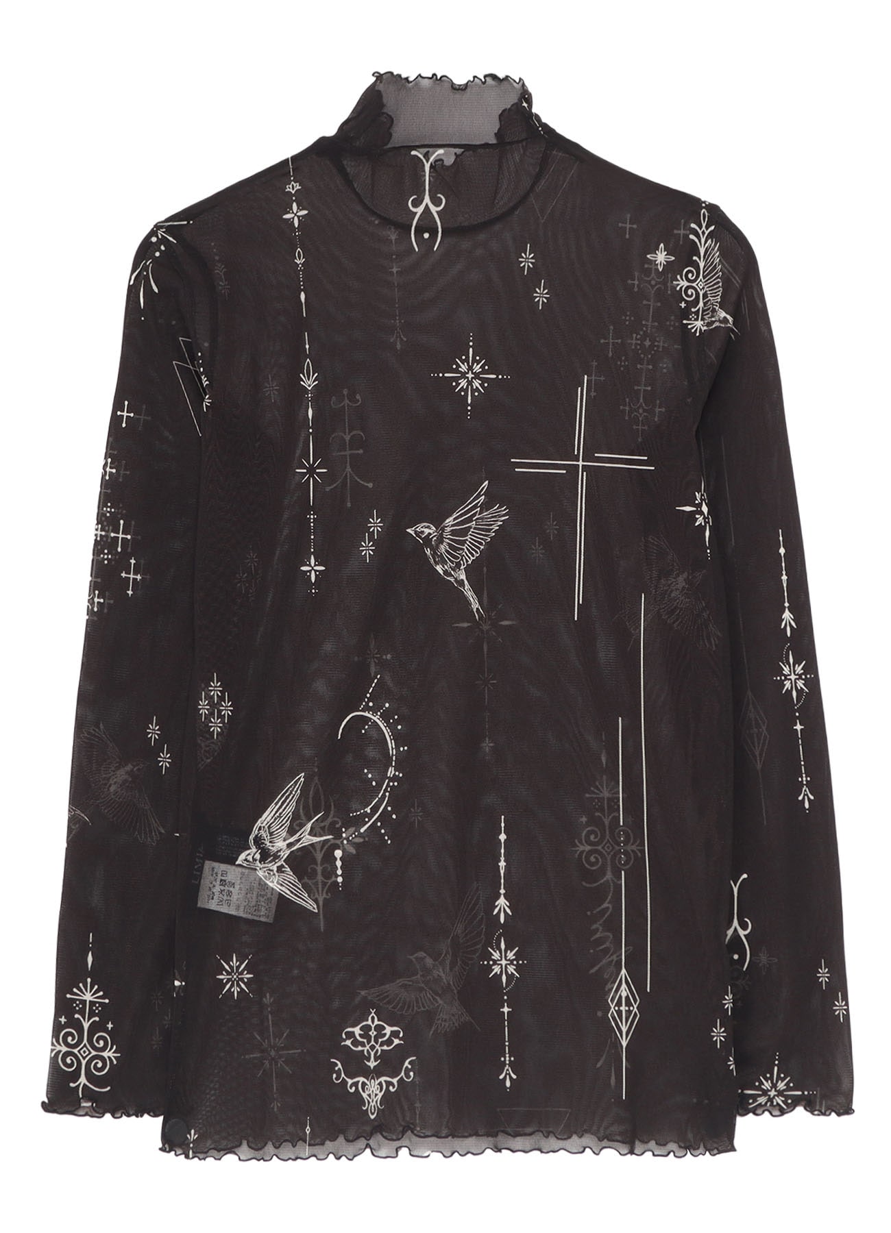 TATTOO PRINTED TULLE TURTLE NECK T