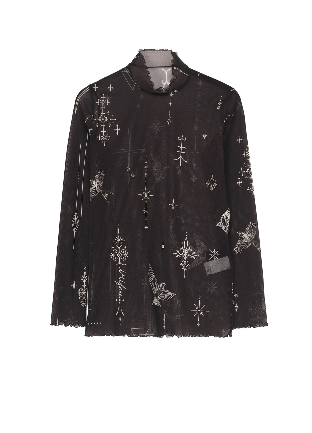 TATTOO PRINTED TULLE TURTLE NECK T