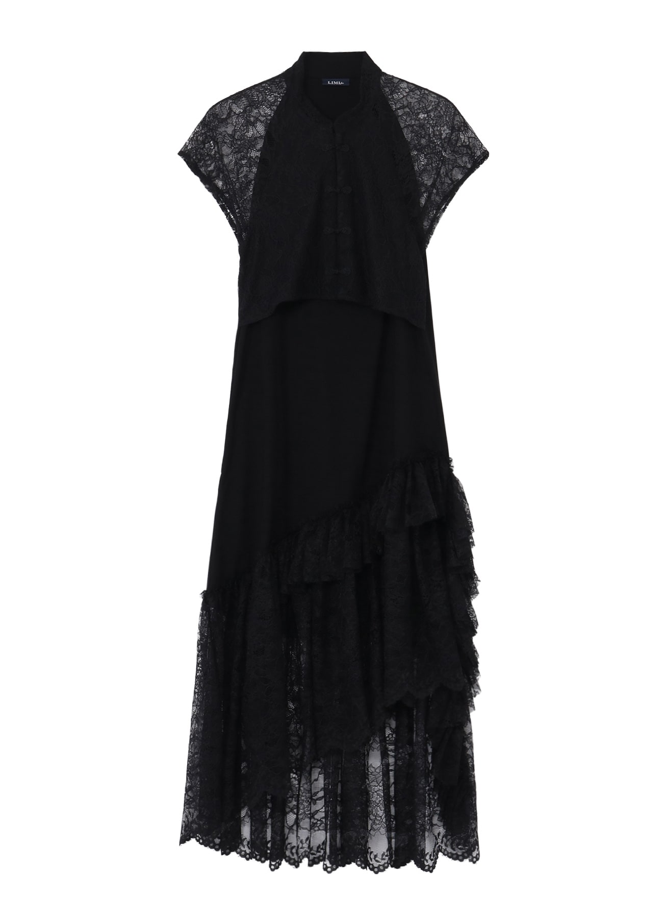 FLOWER LACE+SIGLE JERSEY LACE DETAIL DRESS