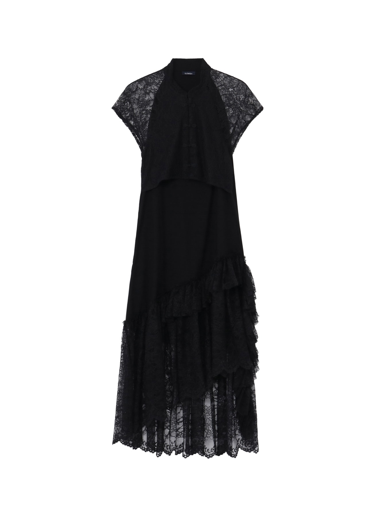 FLOWER LACE+SIGLE JERSEY LACE DETAIL DRESS
