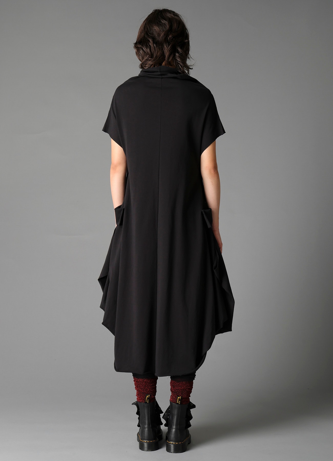 COTTON FRENCH TERRY DRAPE DETAIL DRESS