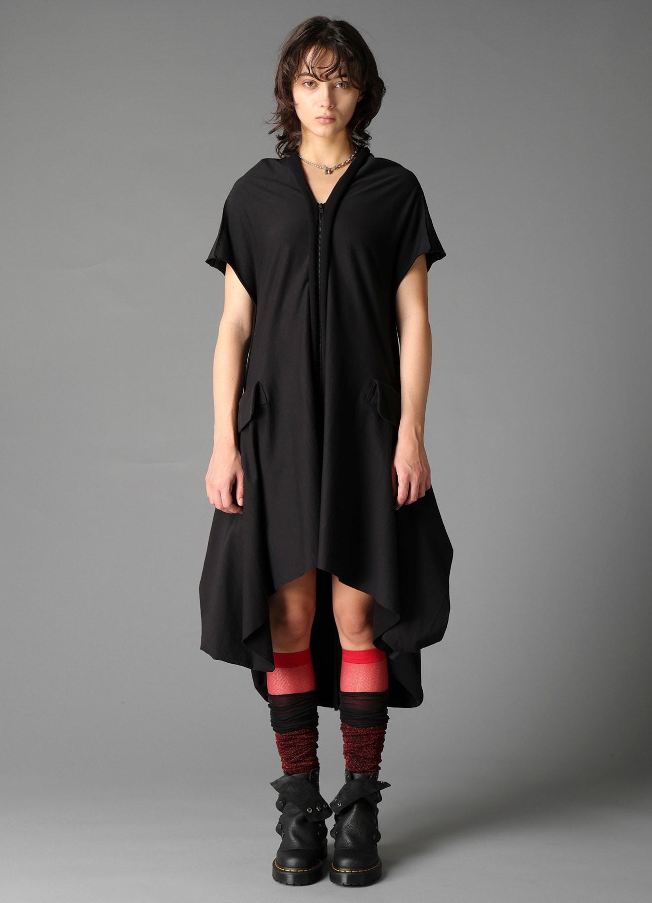 COTTON FRENCH TERRY DRAPE DETAIL DRESS