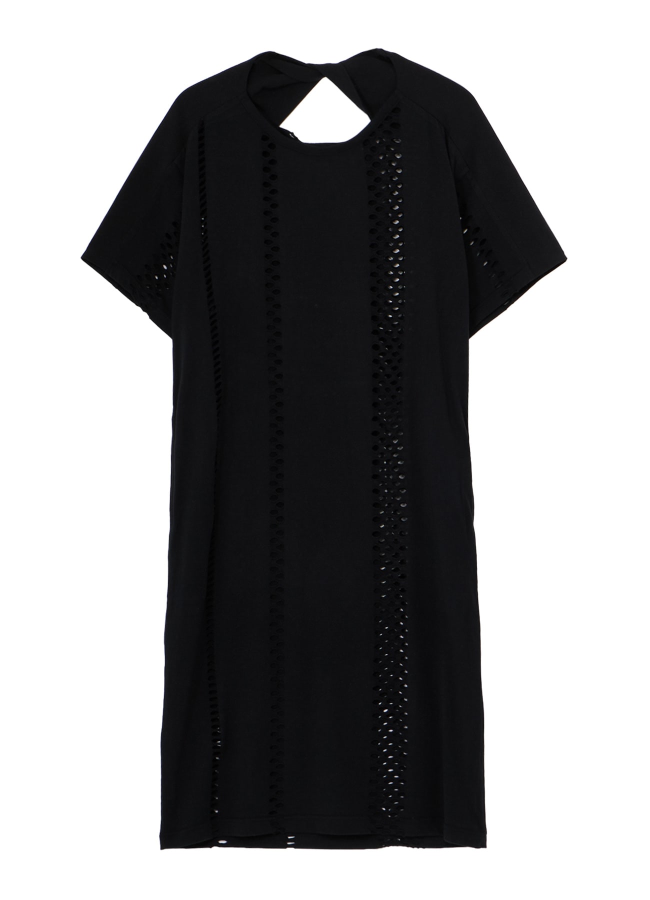 EYELET STRIPES BACK TWIST DETAIL DRESS