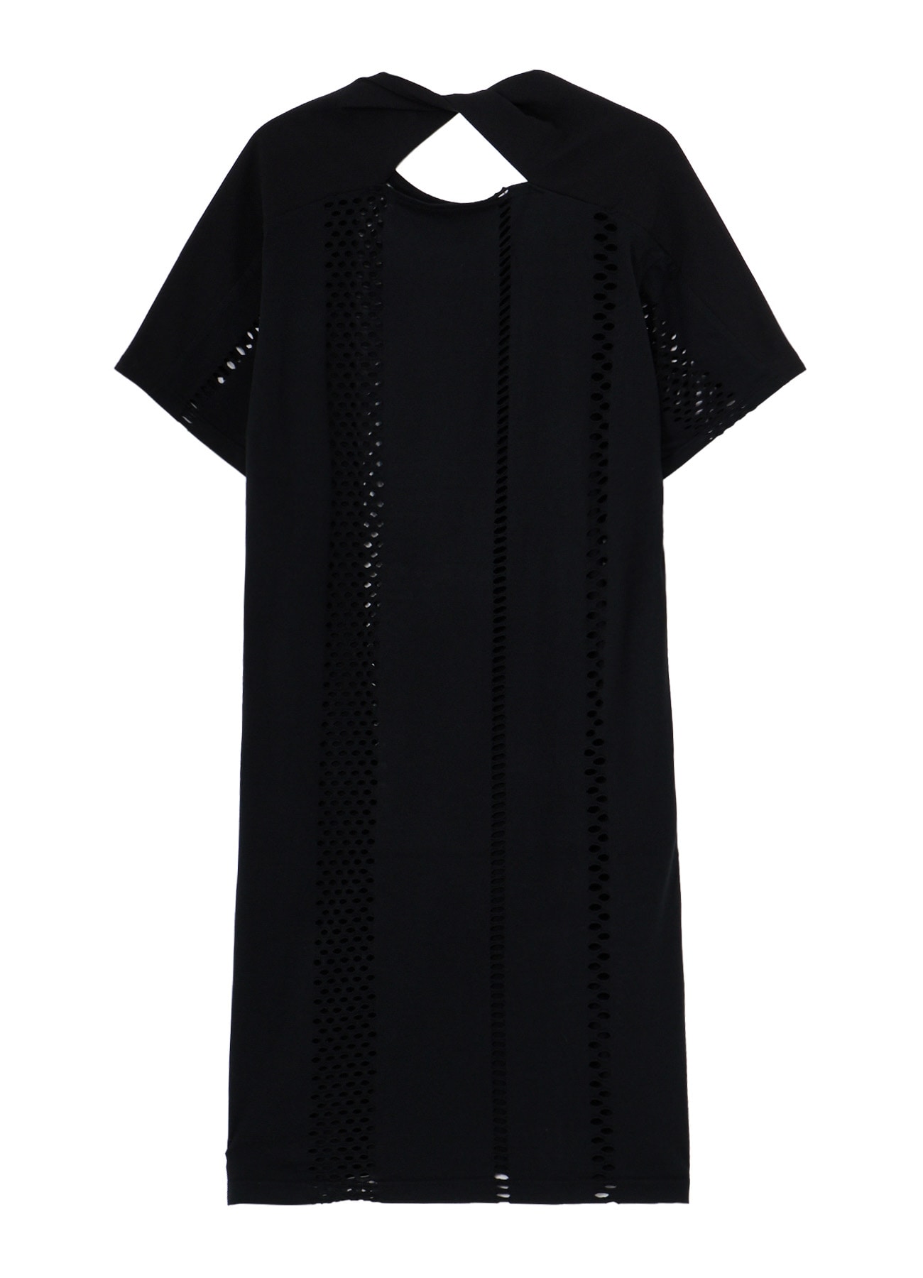 EYELET STRIPES BACK TWIST DETAIL DRESS