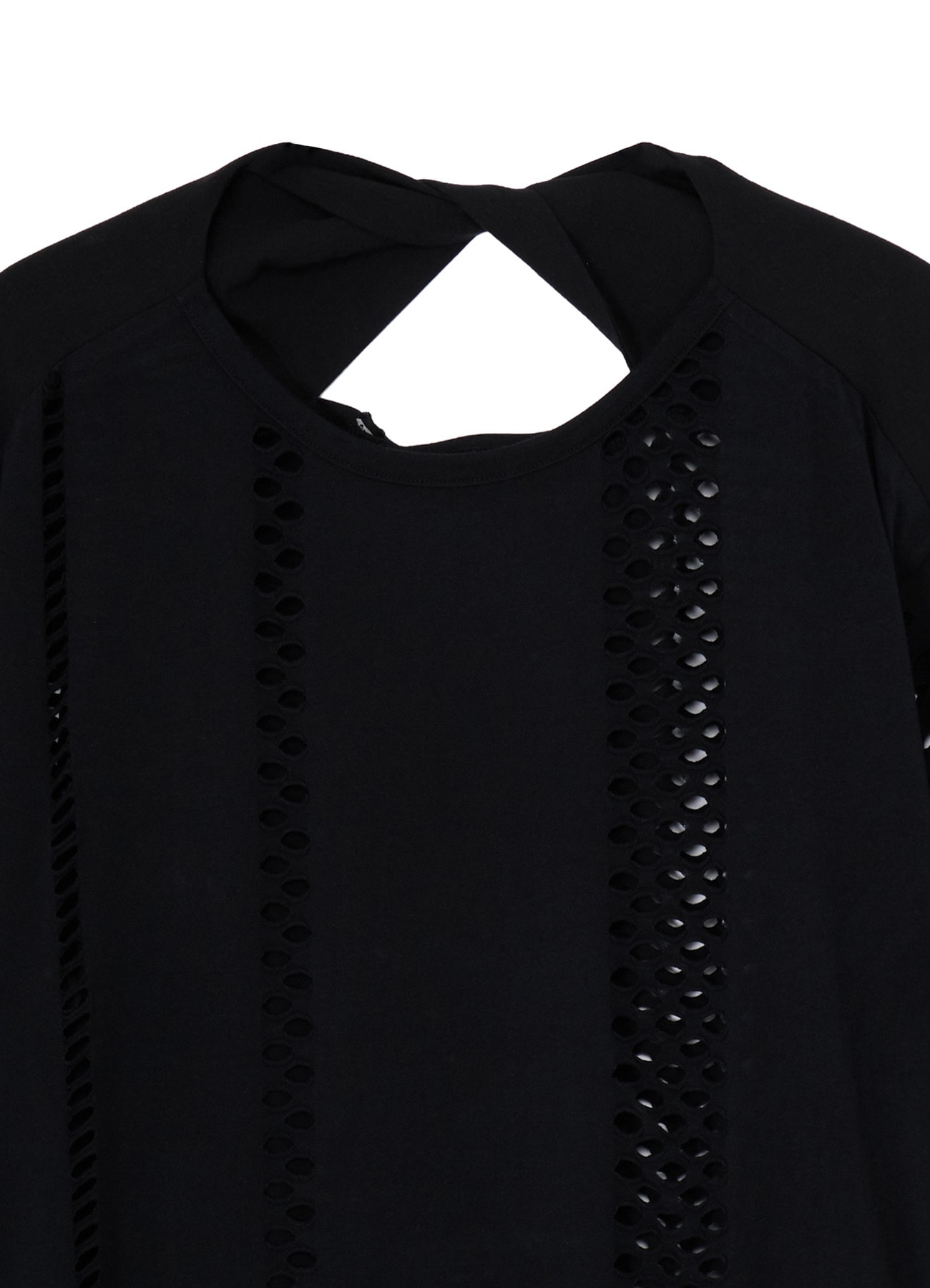 EYELET STRIPES BACK TWIST DETAIL DRESS