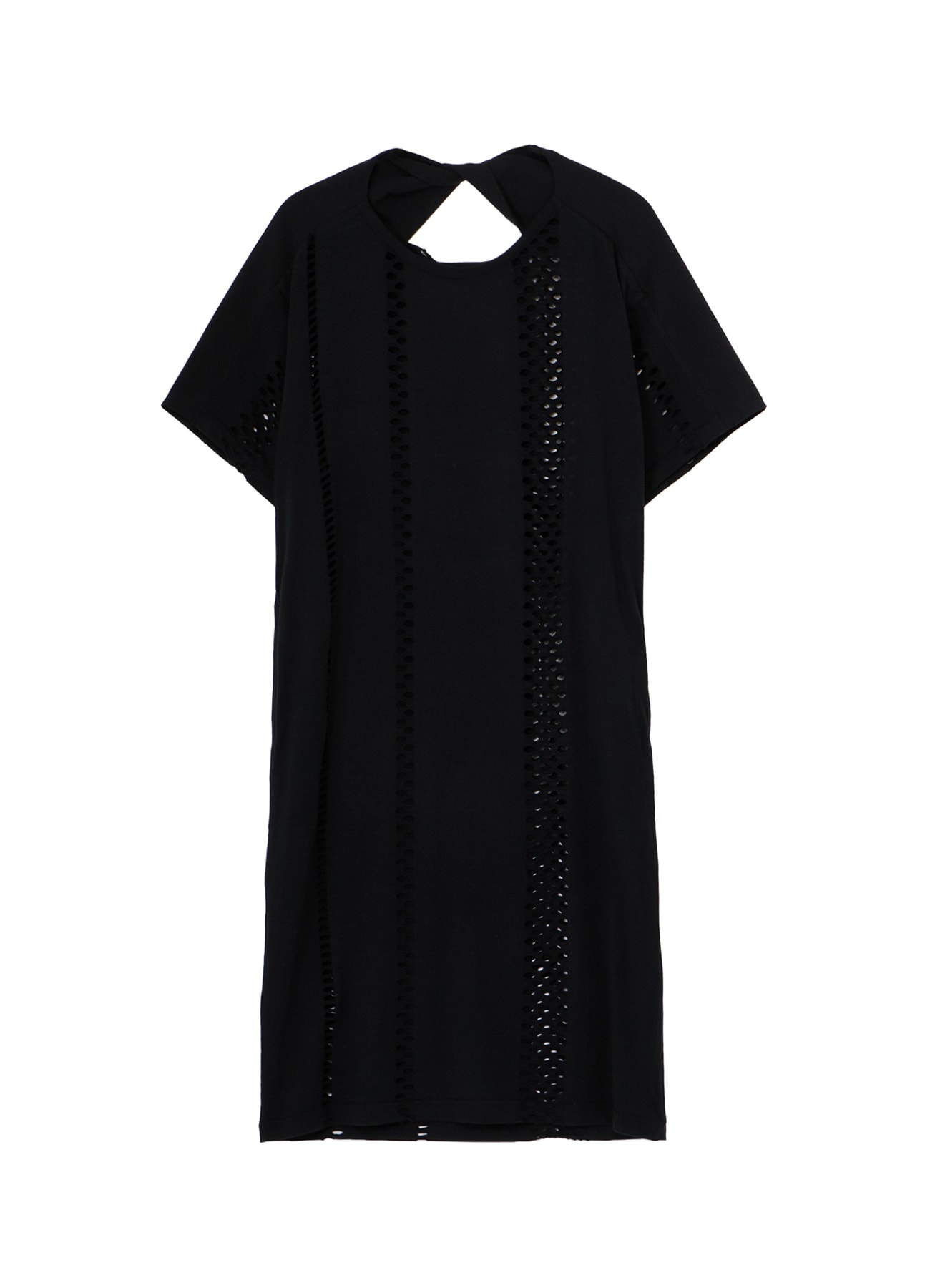 EYELET STRIPES BACK TWIST DETAIL DRESS
