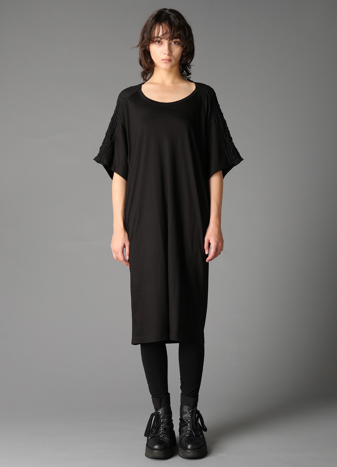 SINGLE JERSEY+SHRINKED LACE BACK TWIST DETAIL DRESS