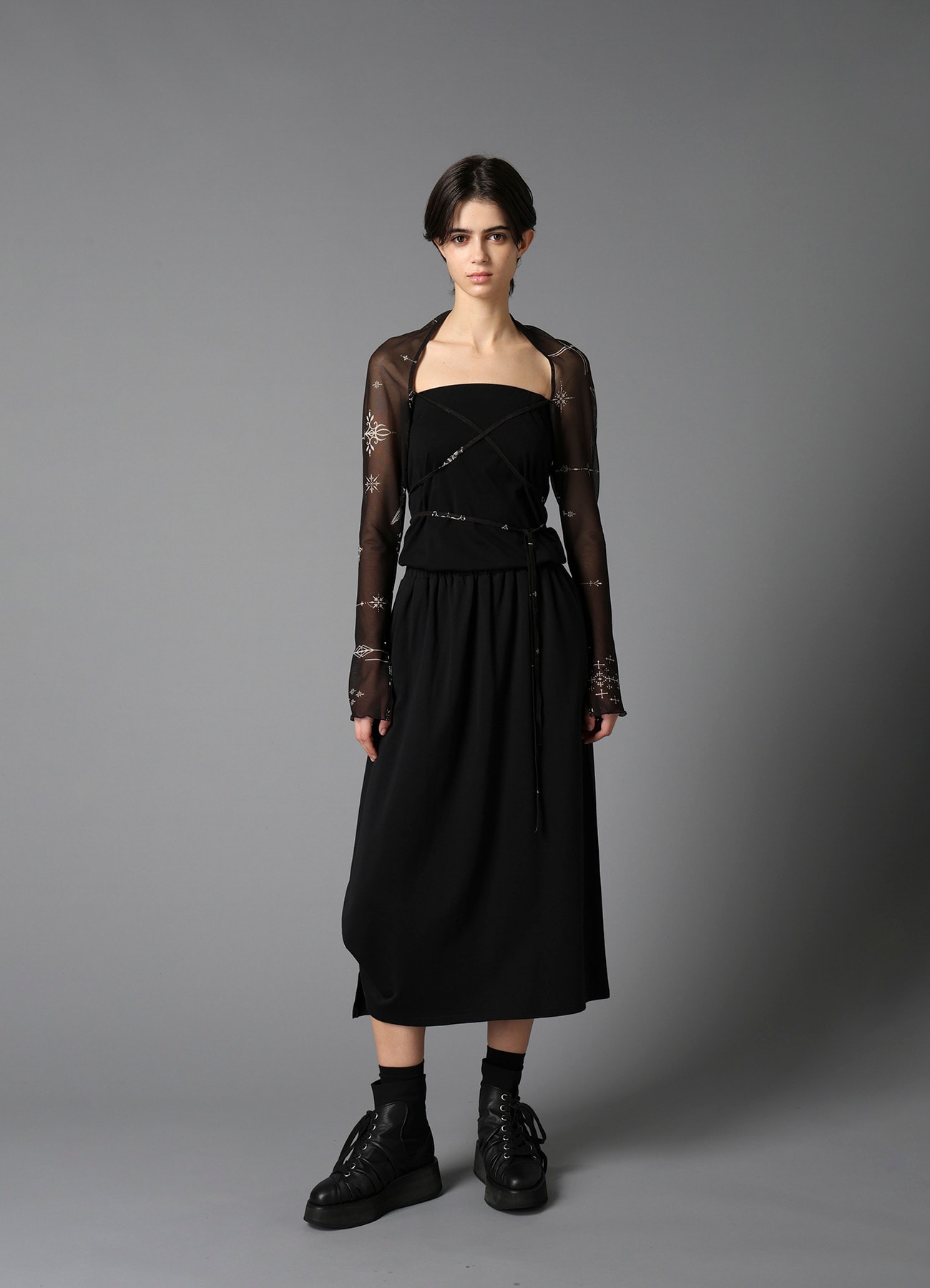 COTTON FRENCH TERRY SIDE DRAPE SKIRT