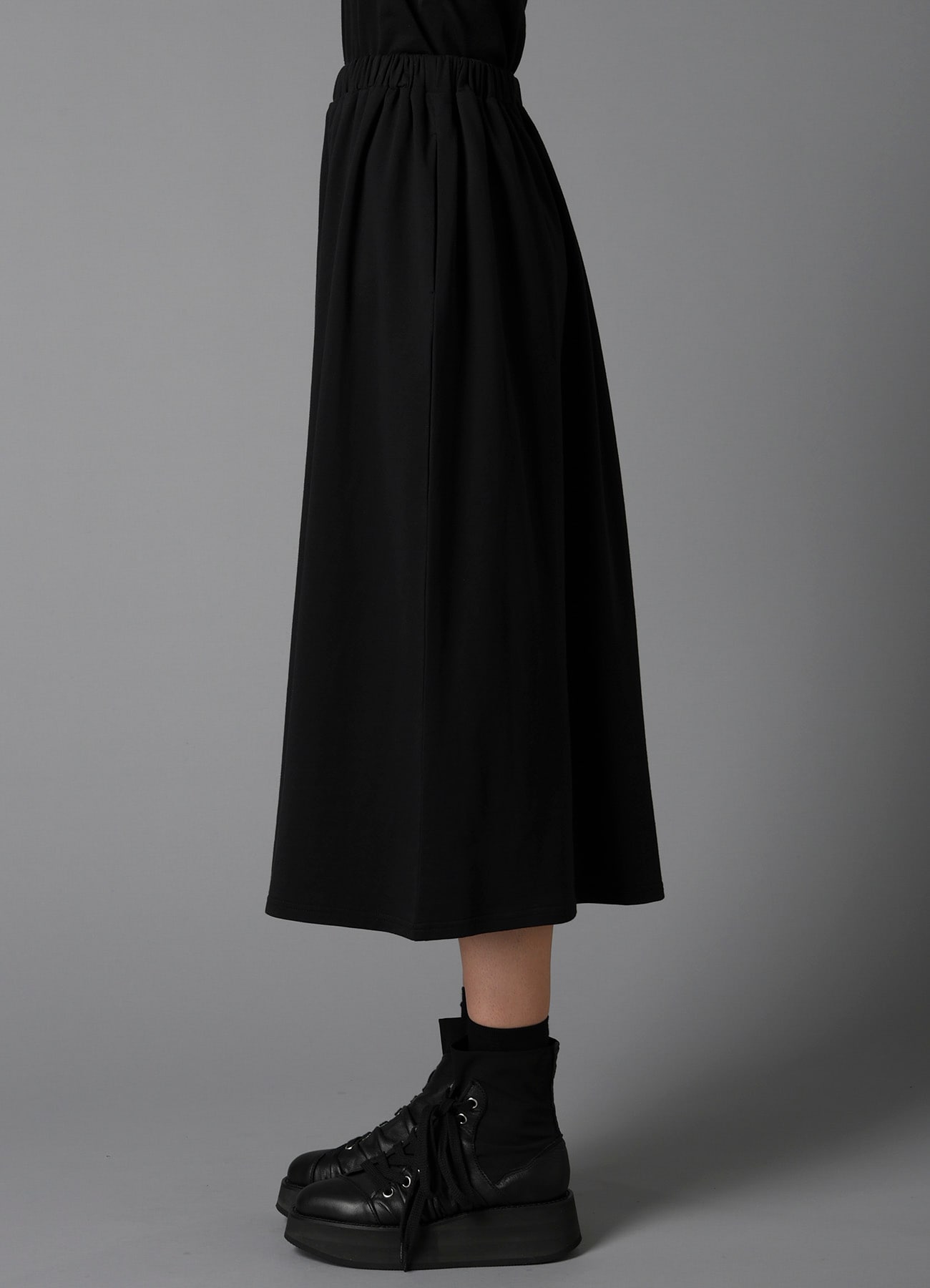 COTTON FRENCH TERRY SIDE DRAPE SKIRT