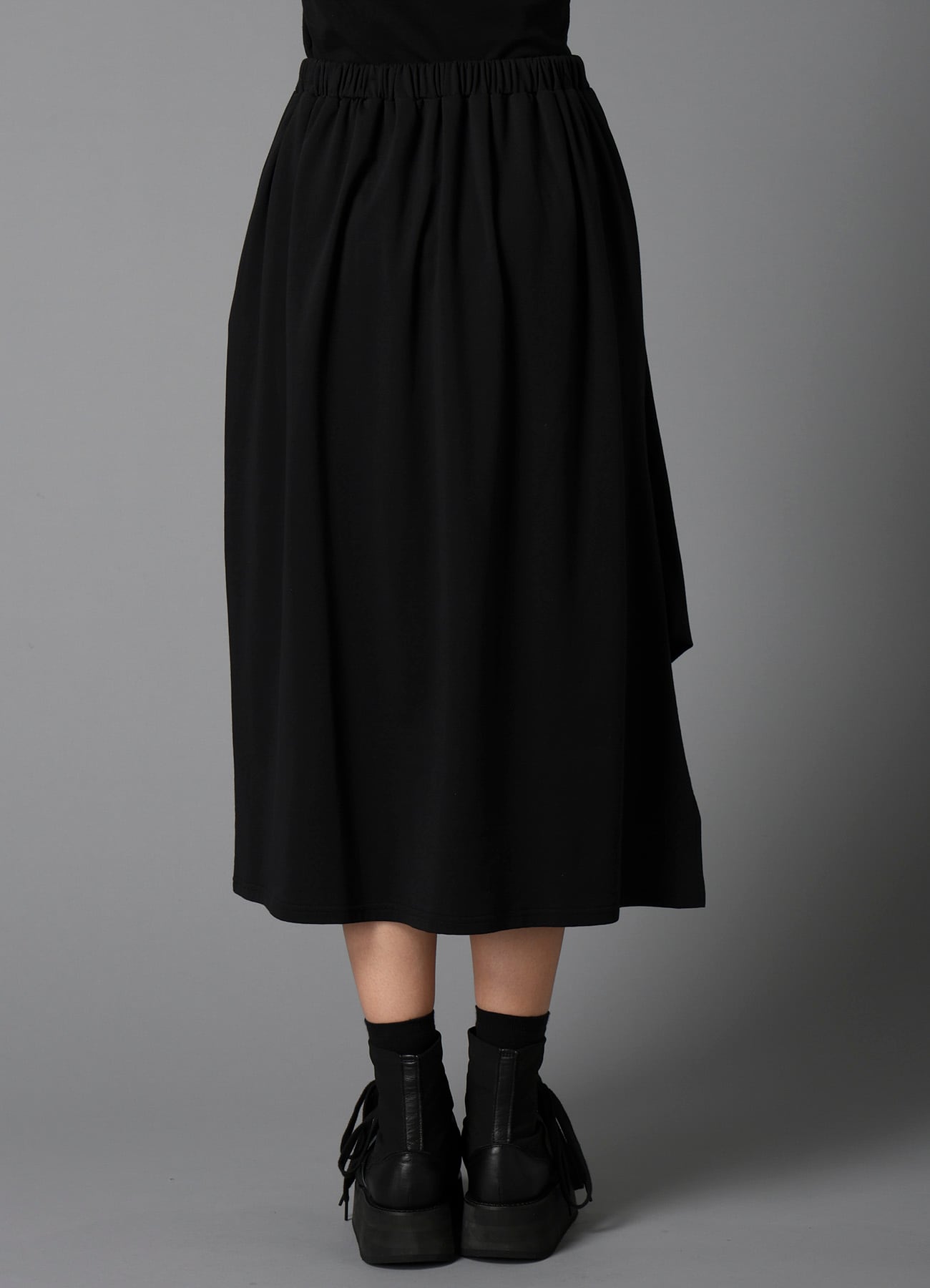 COTTON FRENCH TERRY SIDE DRAPE SKIRT