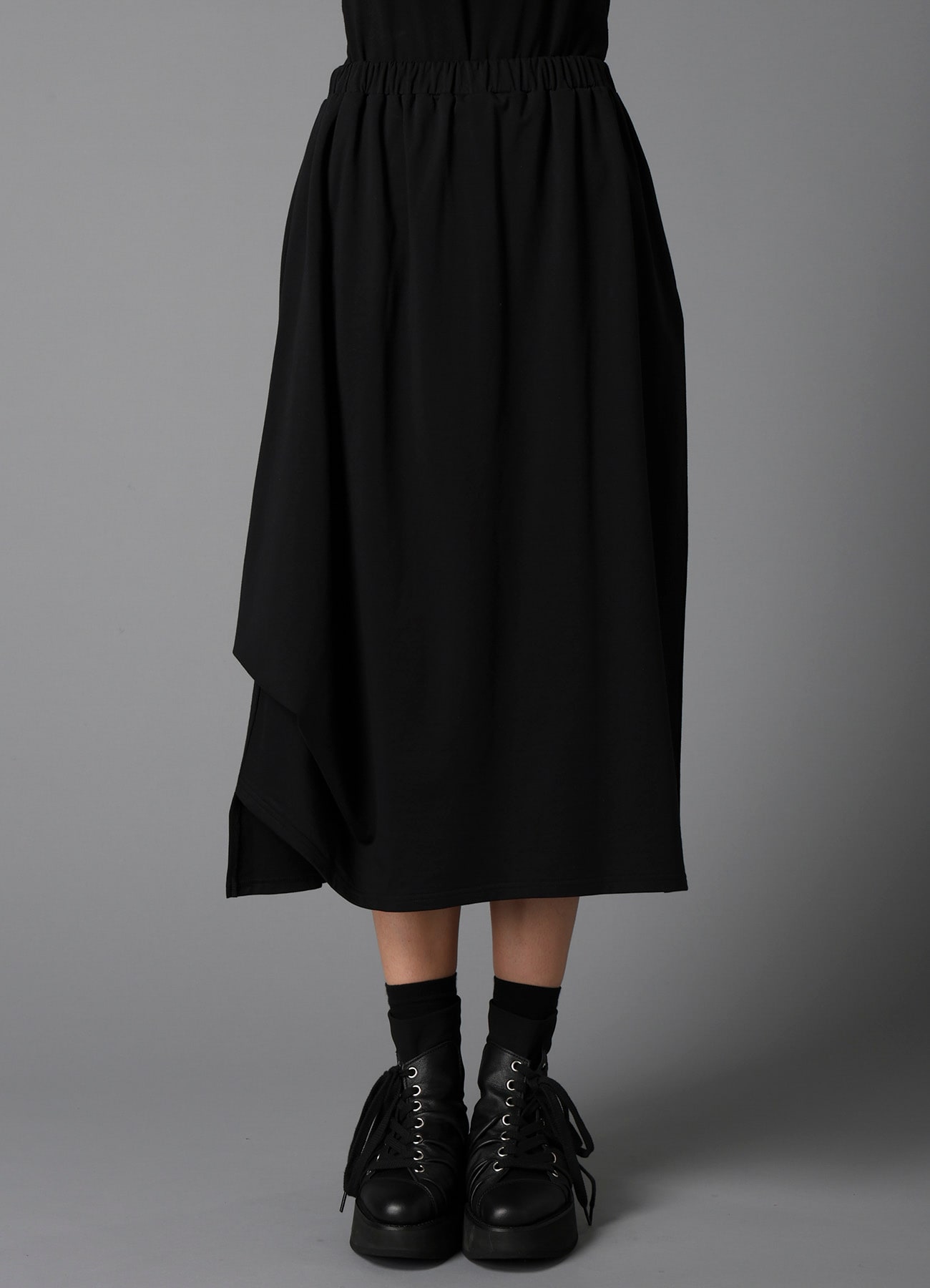 COTTON FRENCH TERRY SIDE DRAPE SKIRT