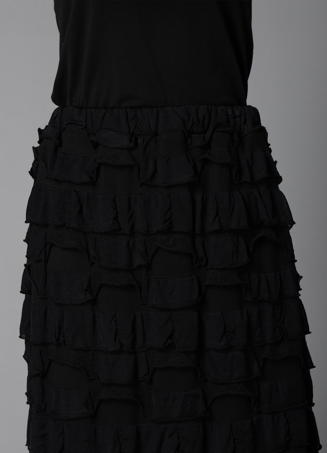 FRILL JACQUARD SIDE DRAPE SKIRT