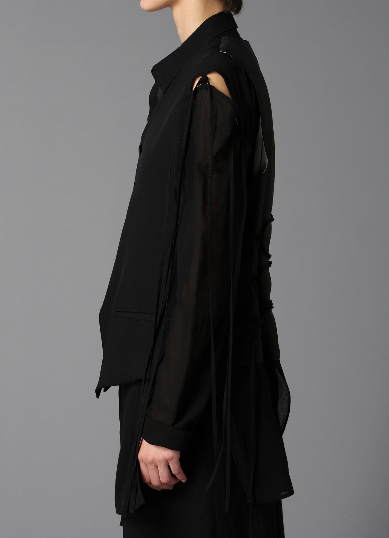 W/GABARDINE LACE UP VEST