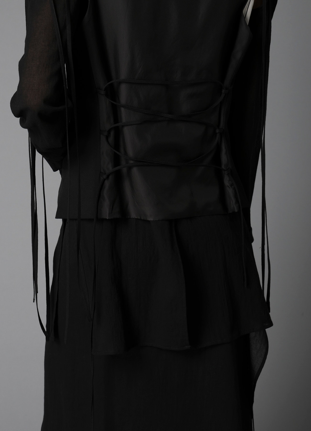 W/GABARDINE LACE UP VEST