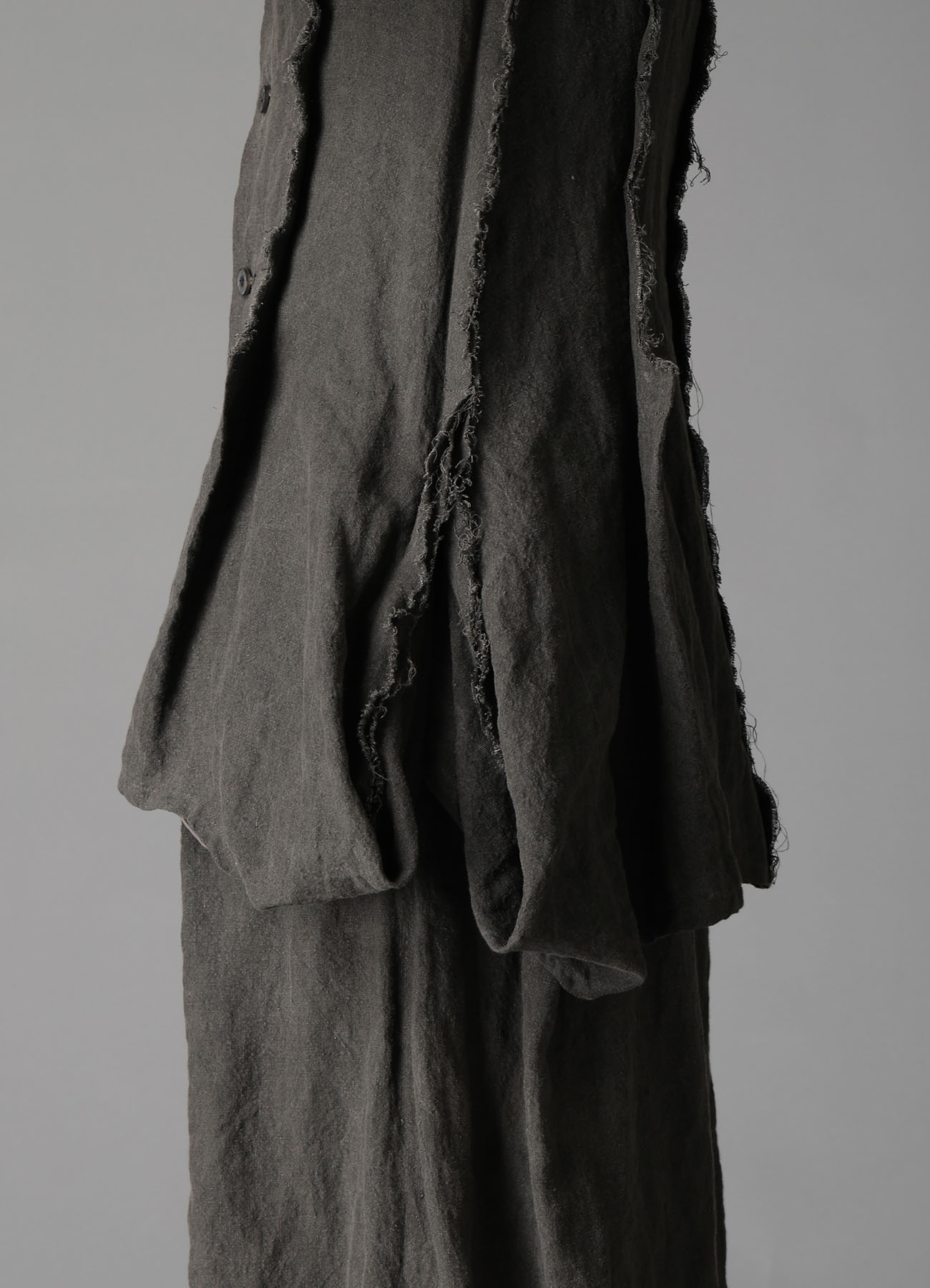 INK DYED LAWN HEM DETAIL VEST