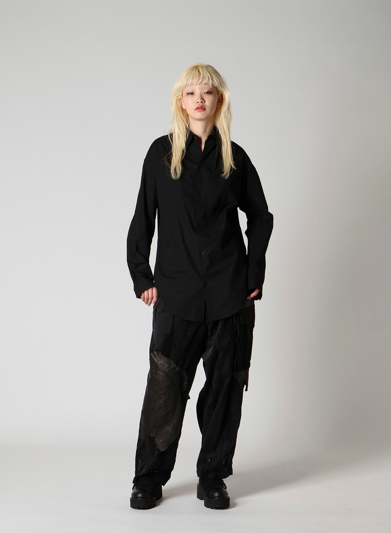 LIGHT POPLIN NECK TUCK SHIRT