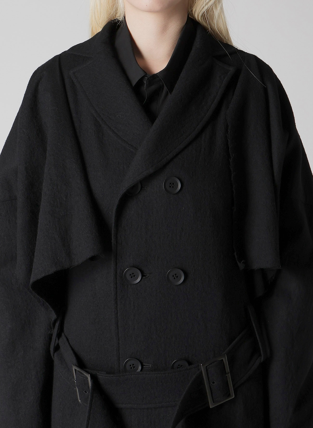 SHRINKED SERGE TRENCH COAT WITH BELT