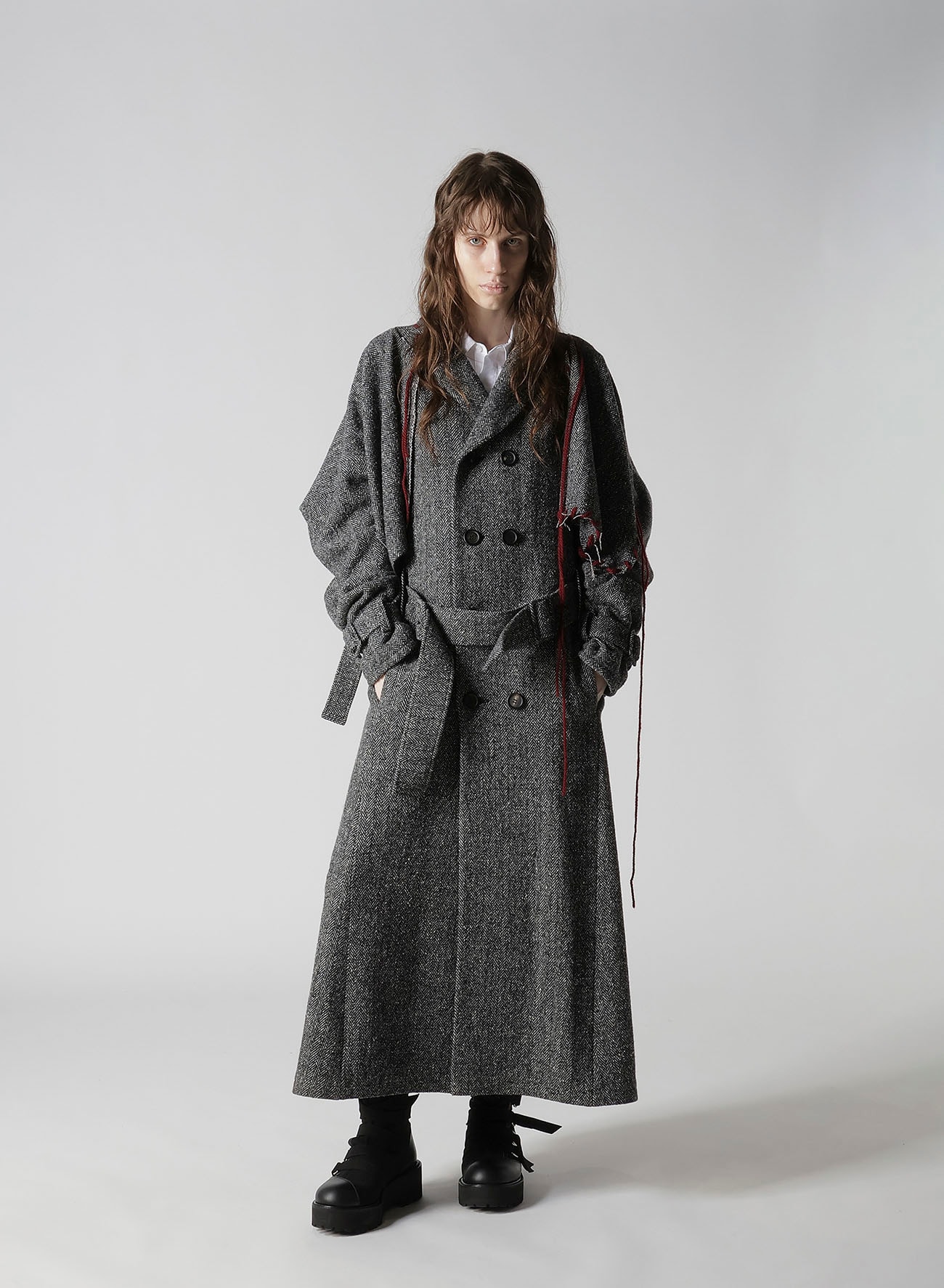 NEP TWEED TRENCH COAT WITH BELT