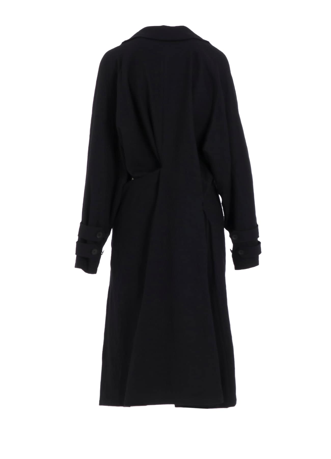 SHRINKED SERGE BACK DRAPE TRENCH COAT