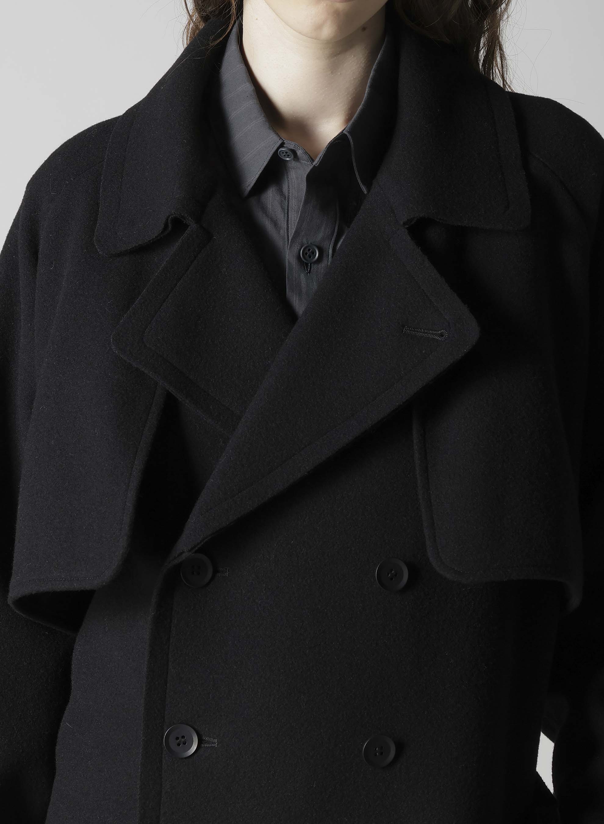 WOOL MOSSER BACK DRAPE TRENCH COAT