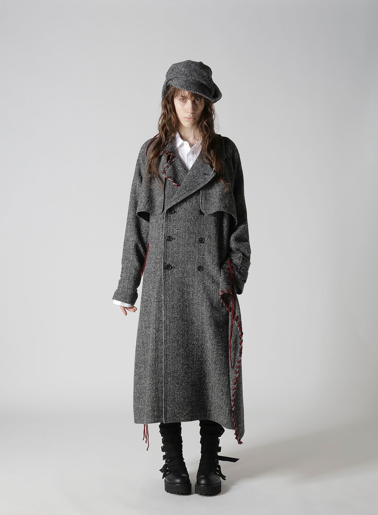 NEP TWEED BACK DRAPE TRENCH COAT