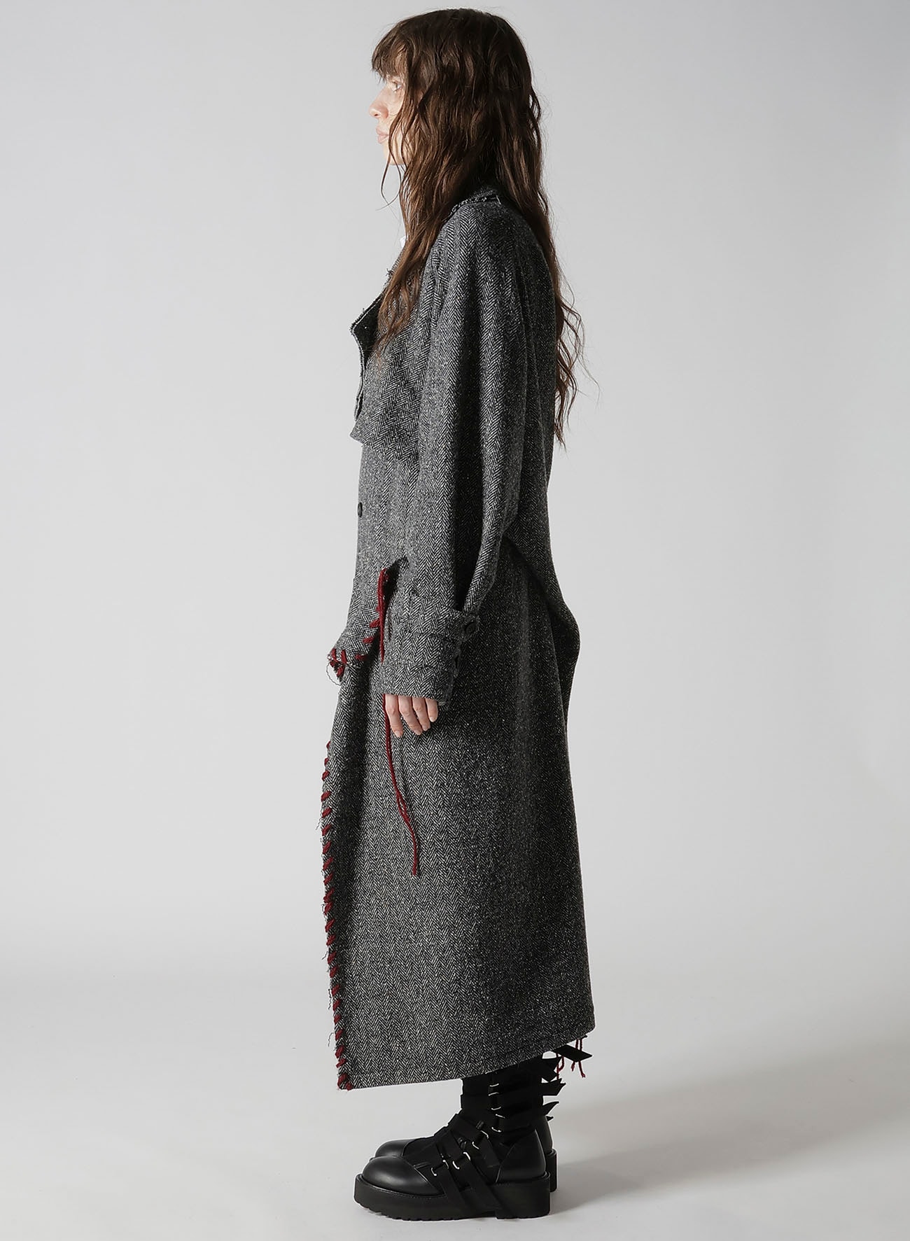 NEP TWEED BACK DRAPE TRENCH COAT