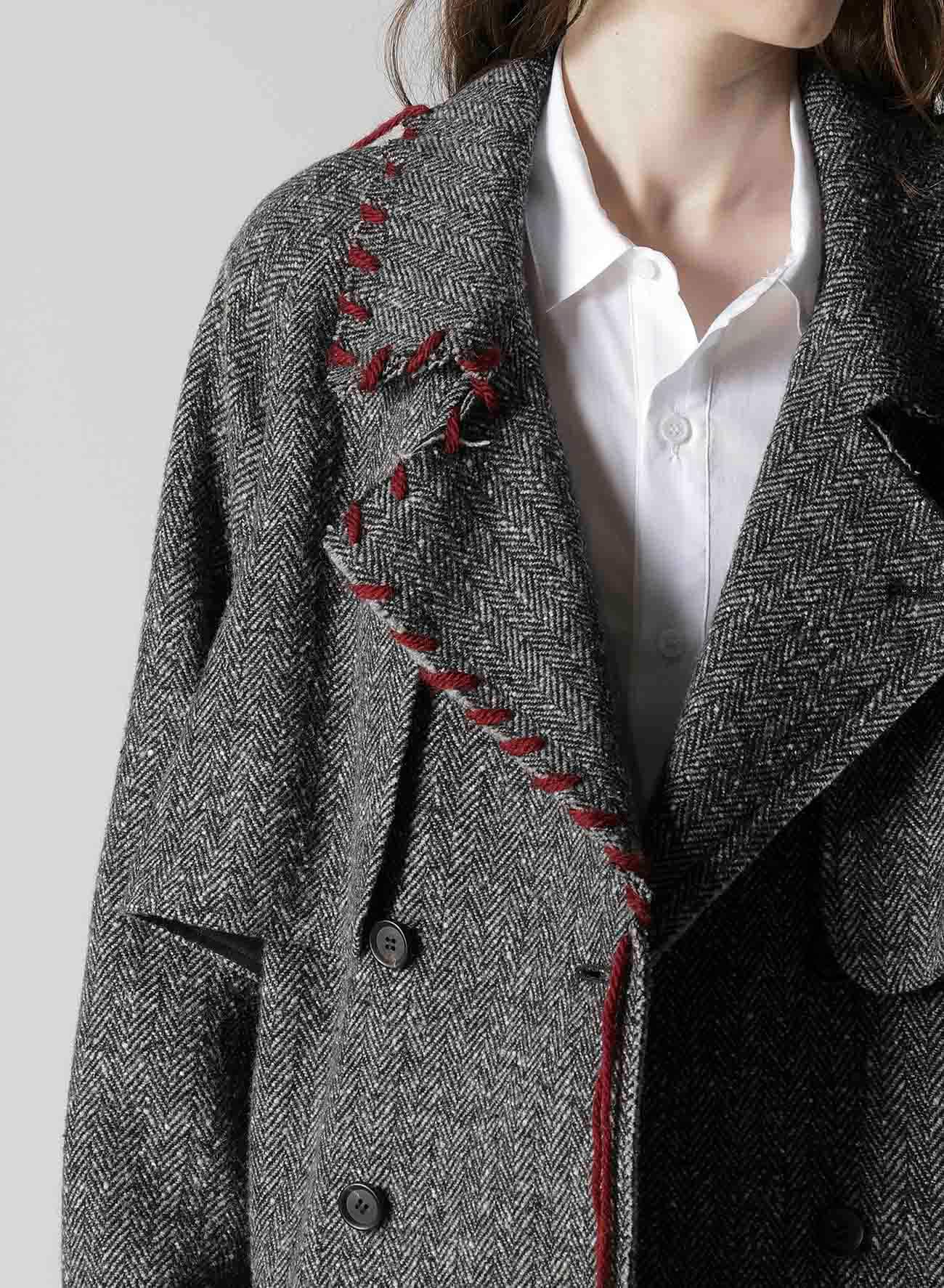 NEP TWEED BACK DRAPE TRENCH COAT