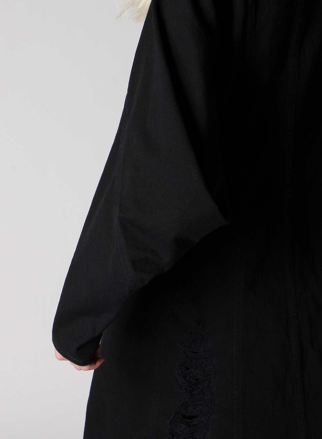 DAMAGED DENIM DESIGNED SLEEVE COAT