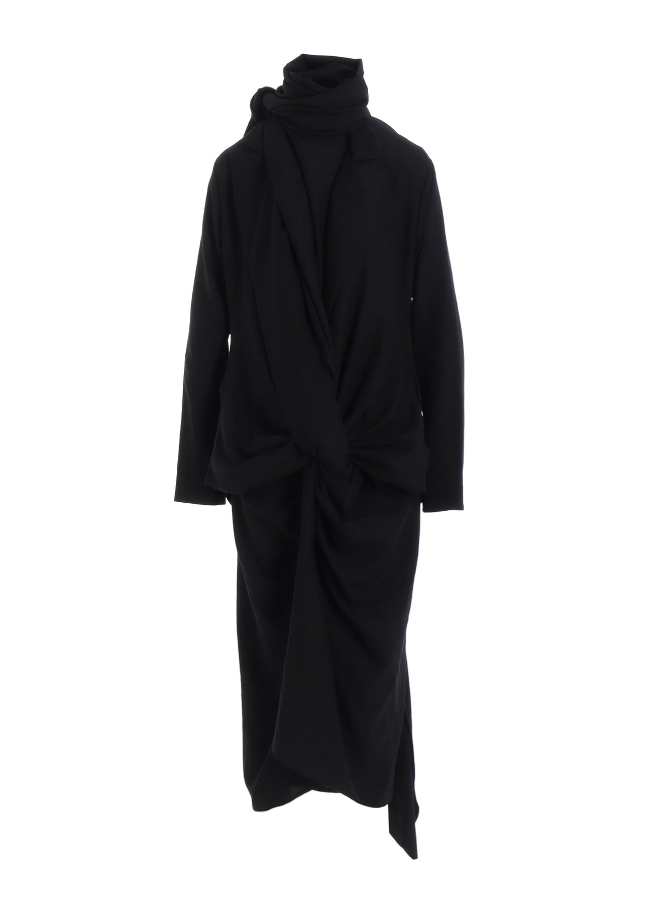 MILLED GABARDINE TWIST DRESS WITH SCARF