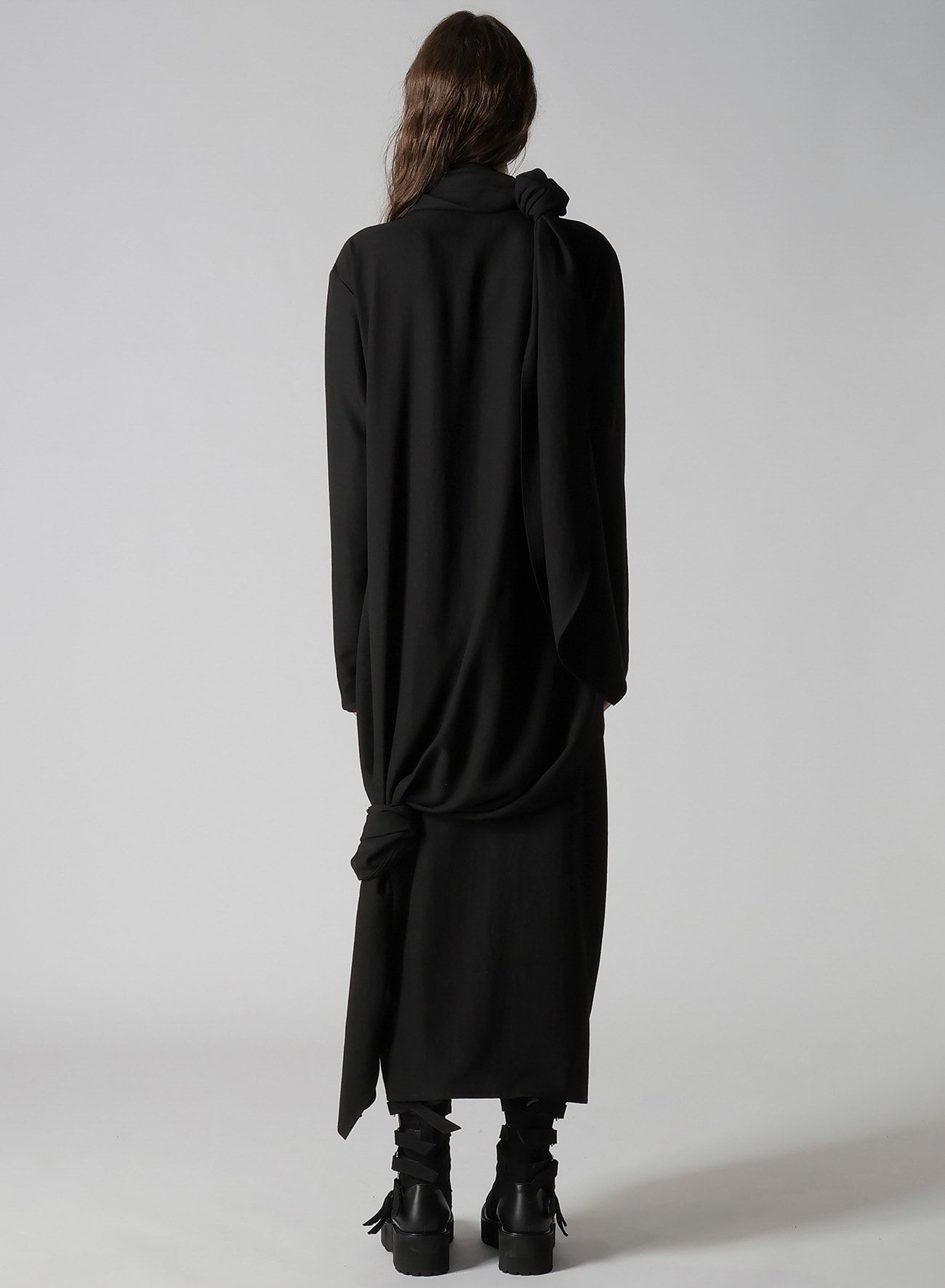 MILLED GABARDINE TWIST DRESS WITH SCARF