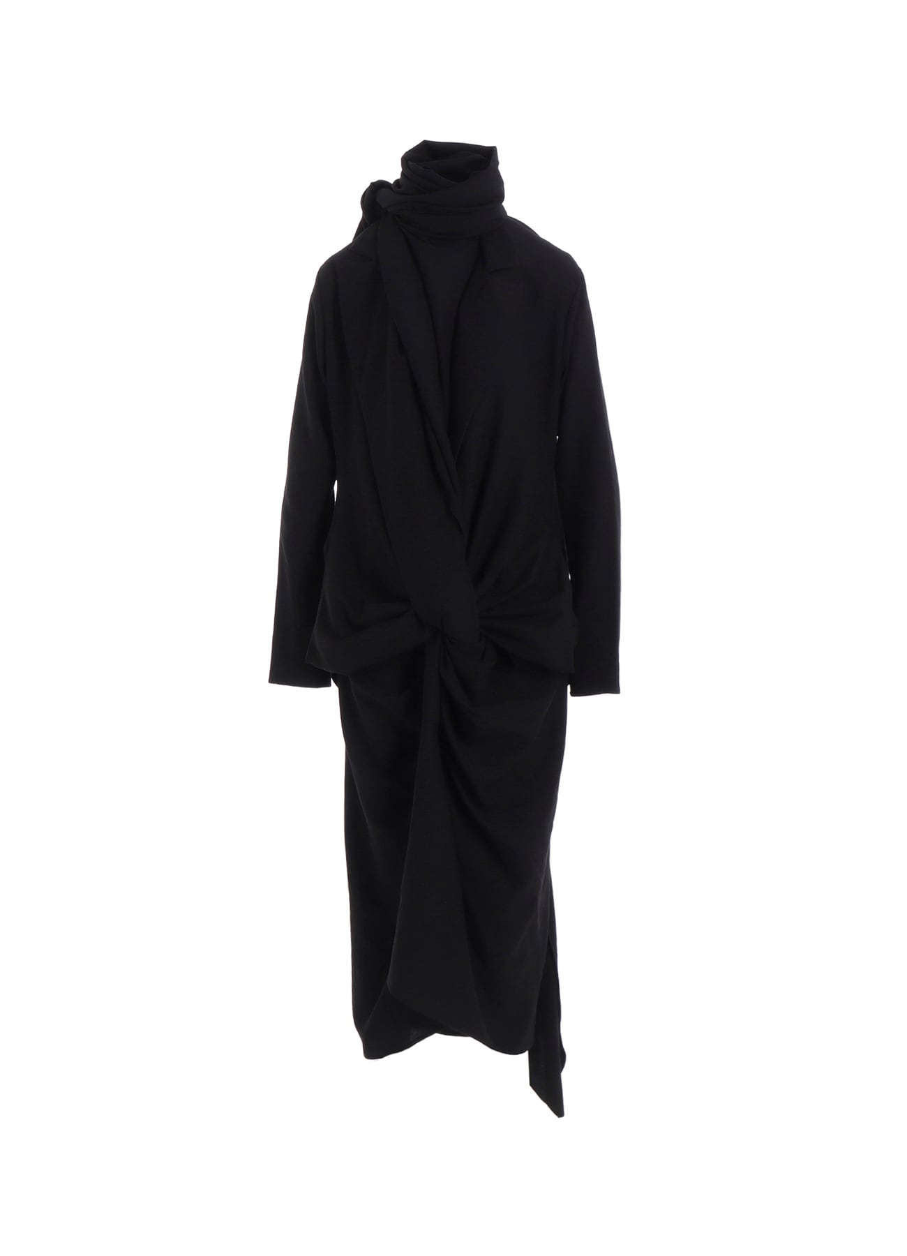 MILLED GABARDINE TWIST DRESS WITH SCARF