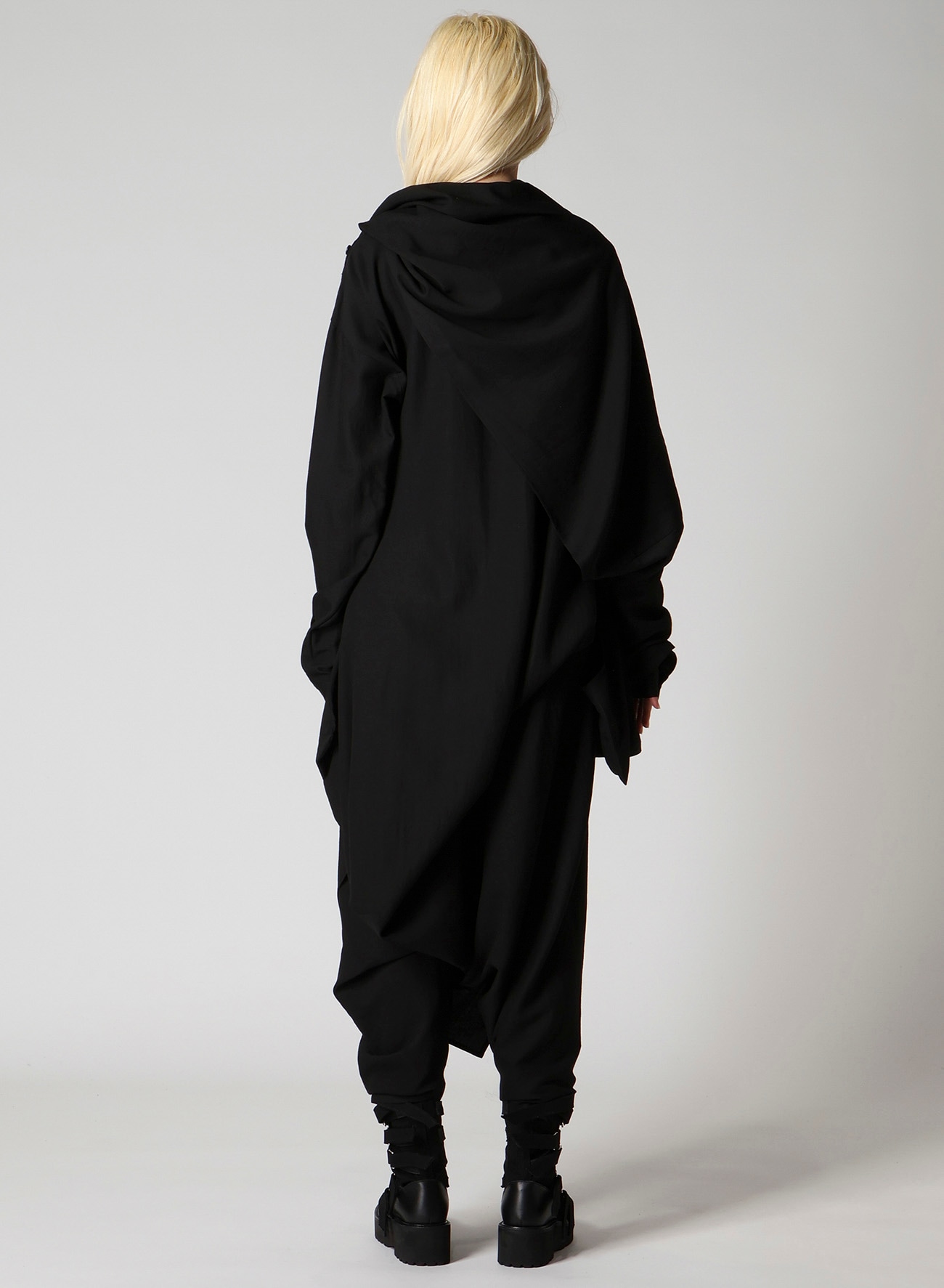 MILLED GABARDINE DRAPED OVERALL