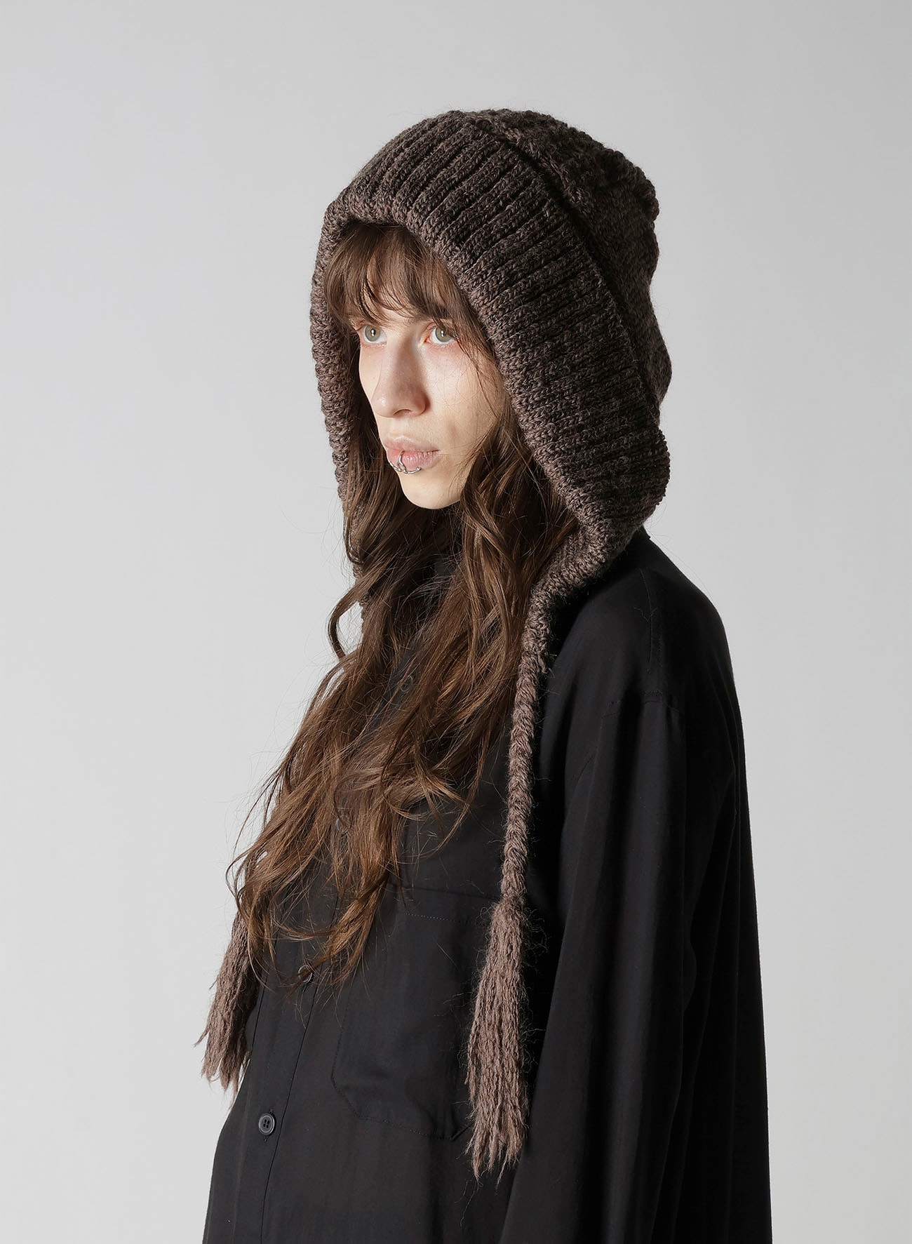 WOOL SLUB ARAN HOODIE